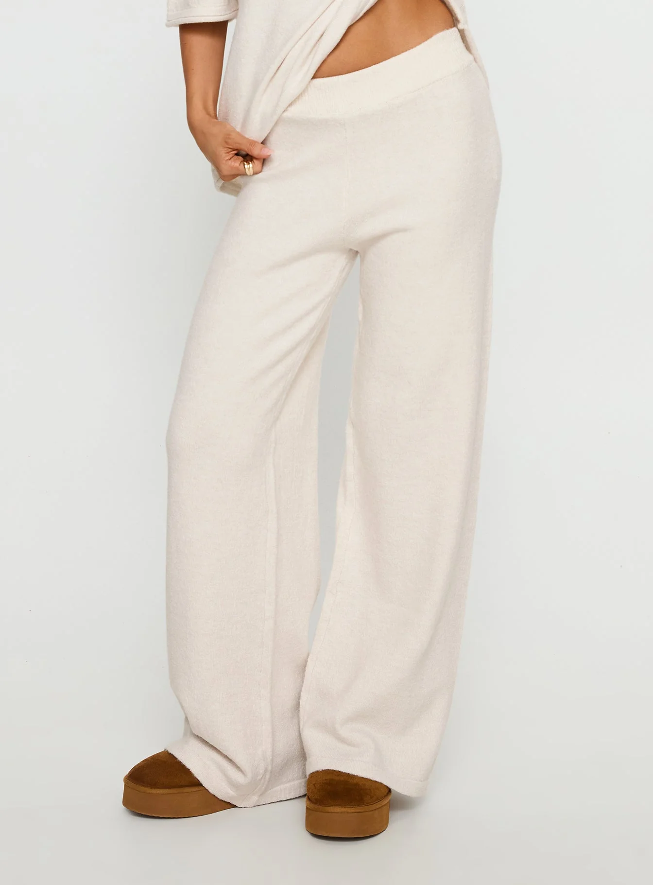 Bekki Wide Leg Knit Pant Oat - Image 2