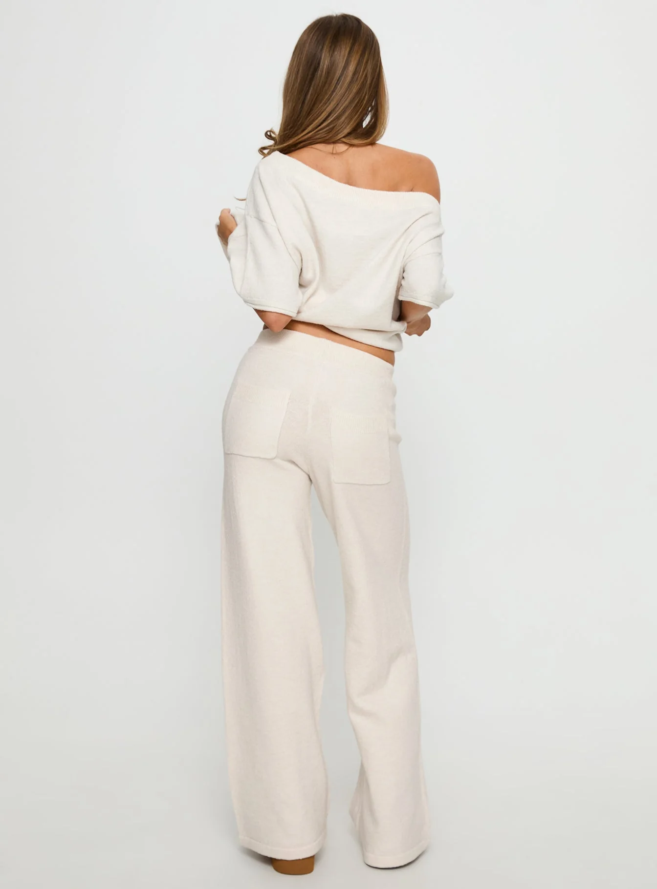 Bekki Wide Leg Knit Pant Oat - Image 5