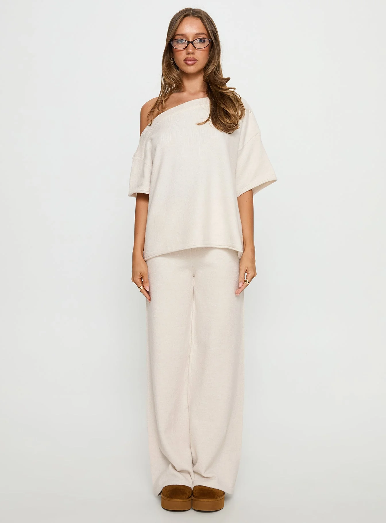 Bekki Wide Leg Knit Pant Oat - Image 7