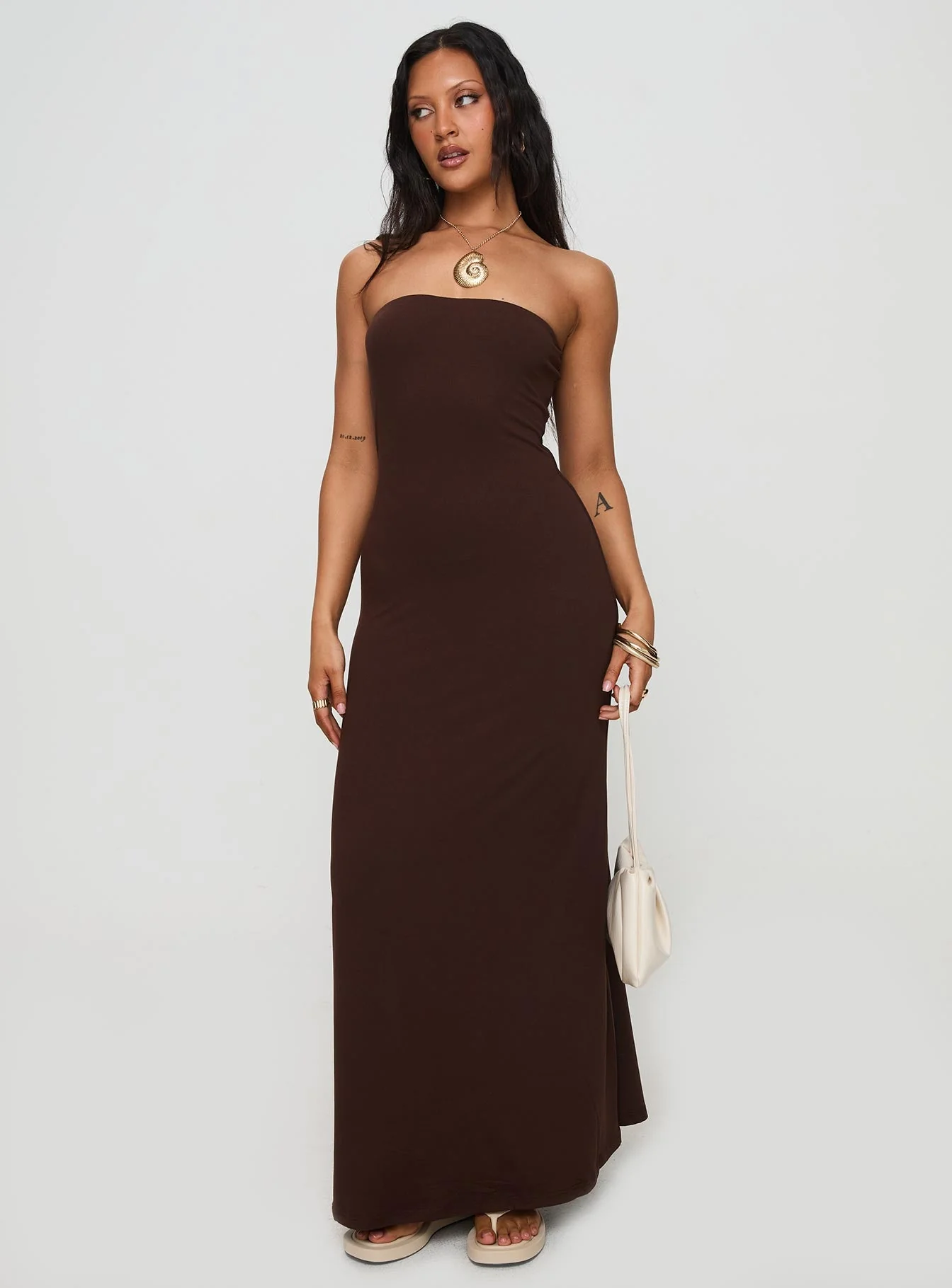 Bellaire Strapless Maxi Dress Brown - Image 2