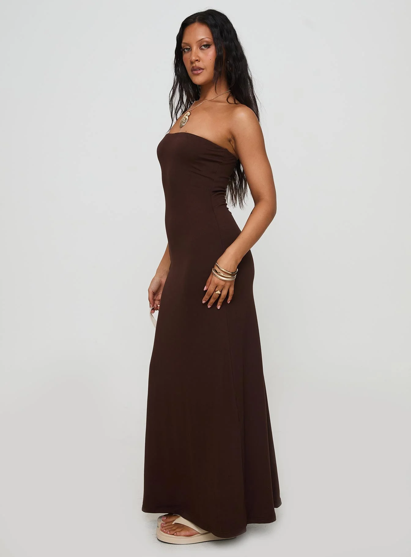 Bellaire Strapless Maxi Dress Brown - Image 3