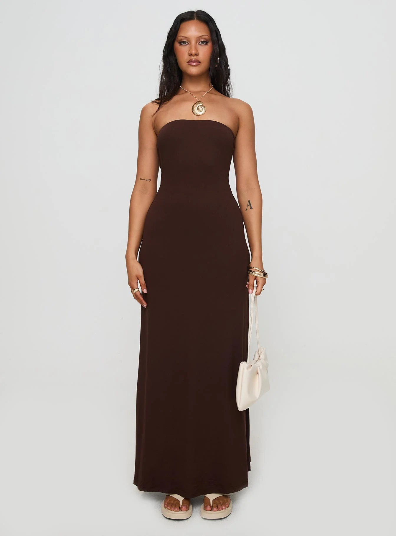 Bellaire Strapless Maxi Dress Brown - Image 6