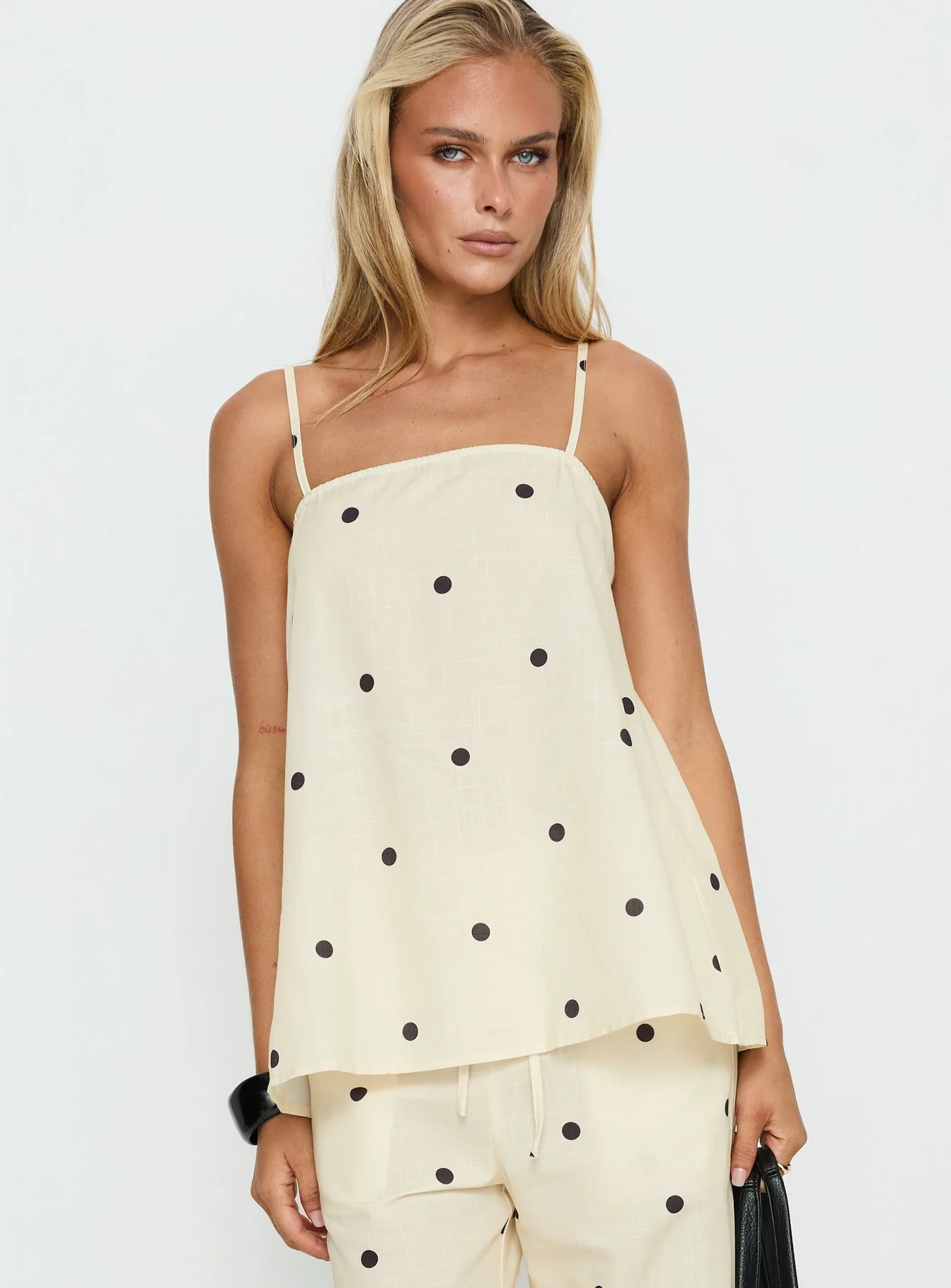 Bellara Longline Cami Top Yellow Polka - Image 2