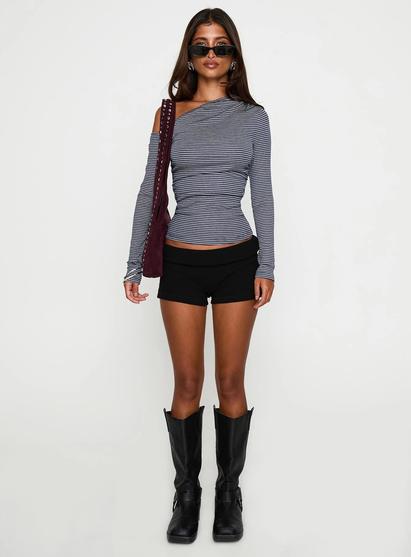 Beller Long Sleeve Top Navy Stripe - Image 7