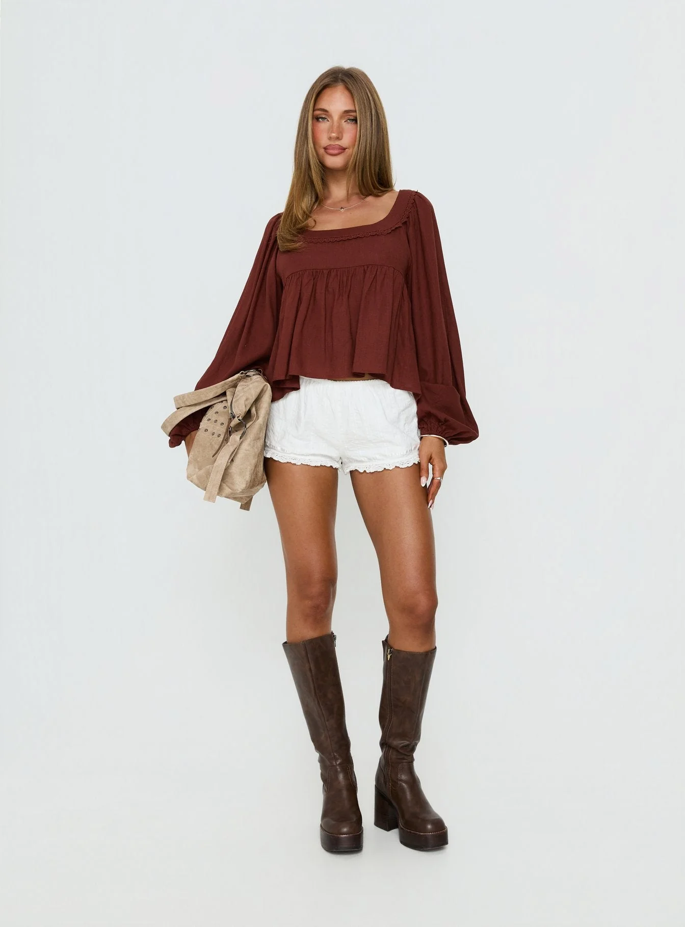Benjie Long Sleeve Top Chocolate - Image 2