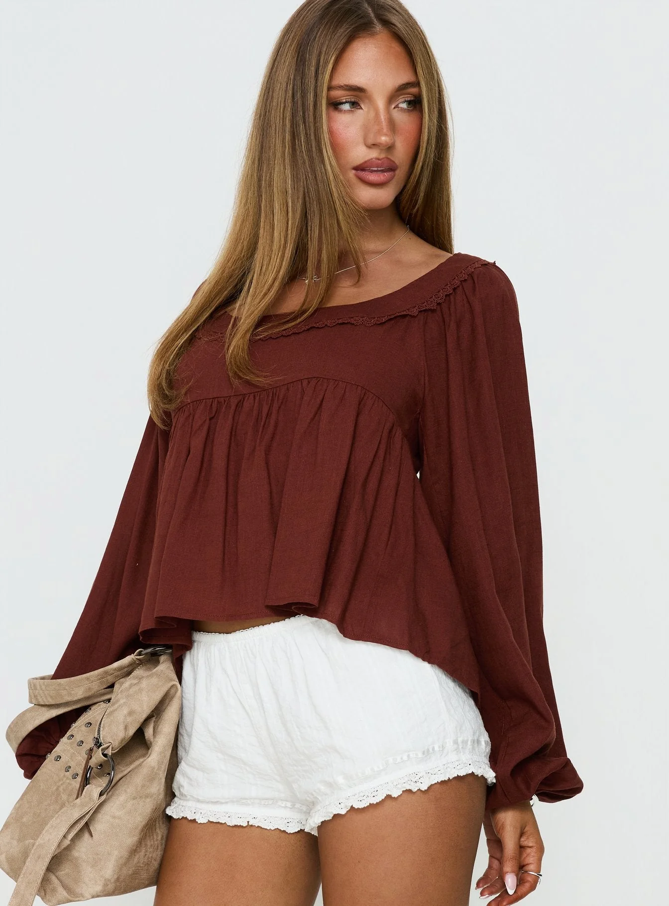 Benjie Long Sleeve Top Chocolate - Image 3