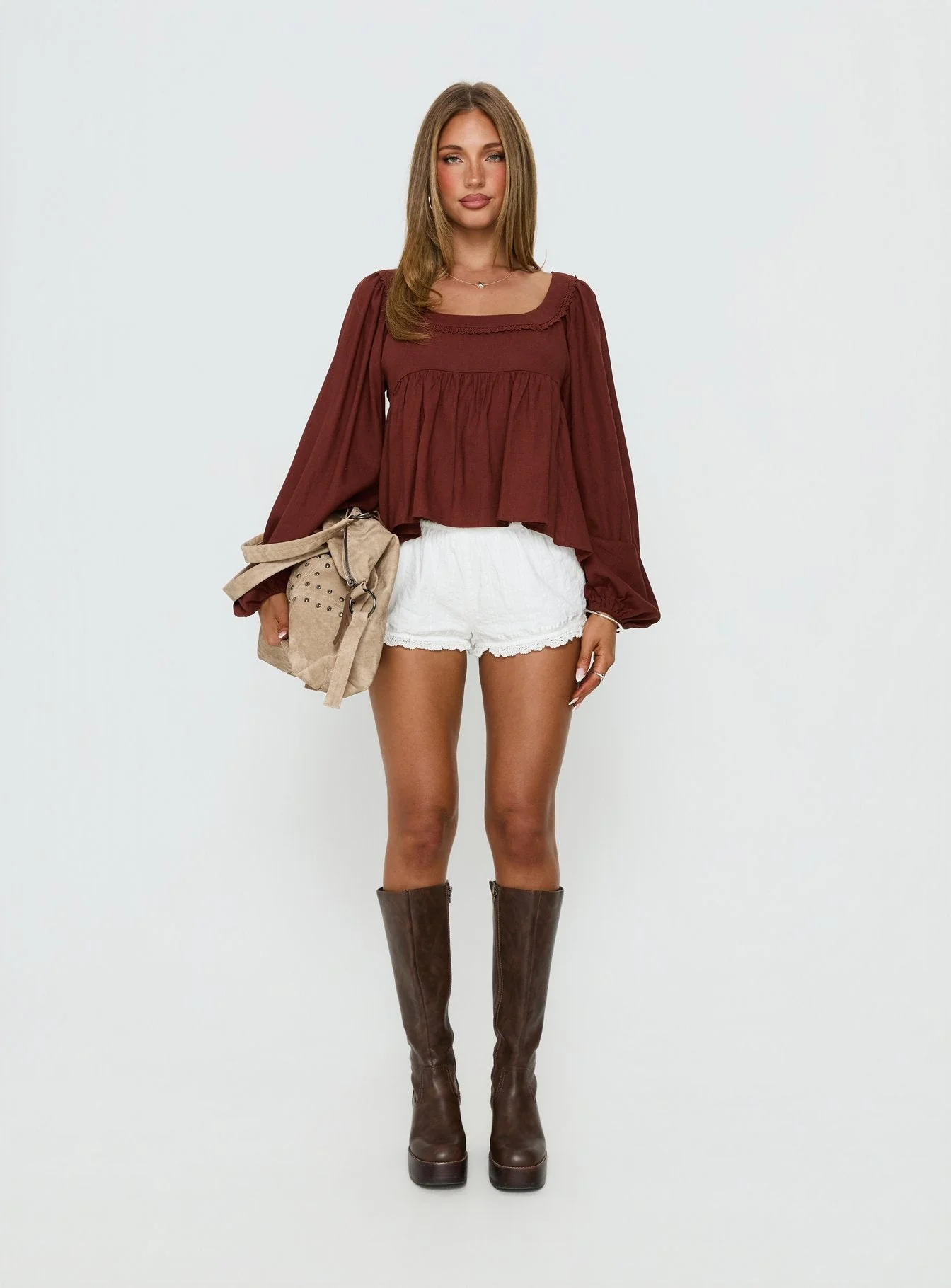 Benjie Long Sleeve Top Chocolate - Image 7