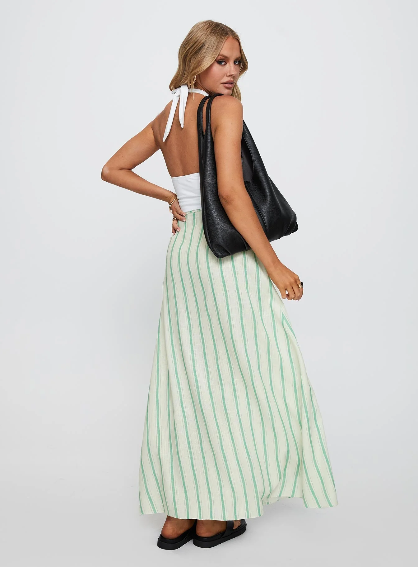 Bess Maxi Skirt Green Stripe - Image 4