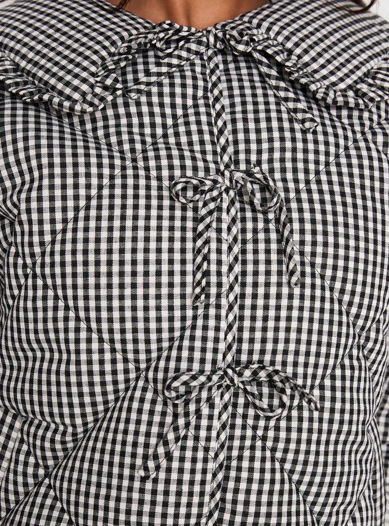 Best Asset Quilted Jacket Black / White Check - Image 6