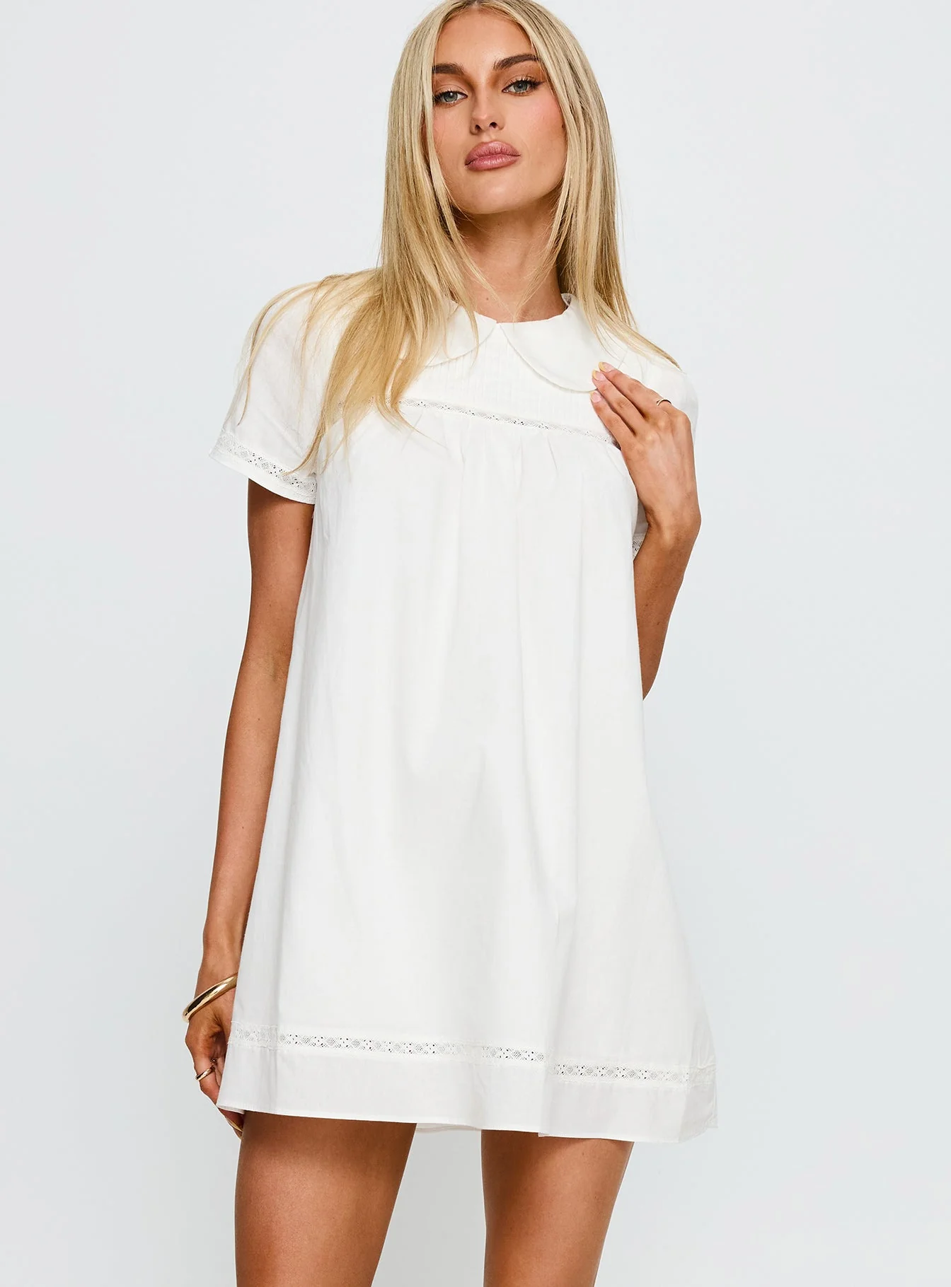 Bethanne Babydoll Mini Dress White - Image 2