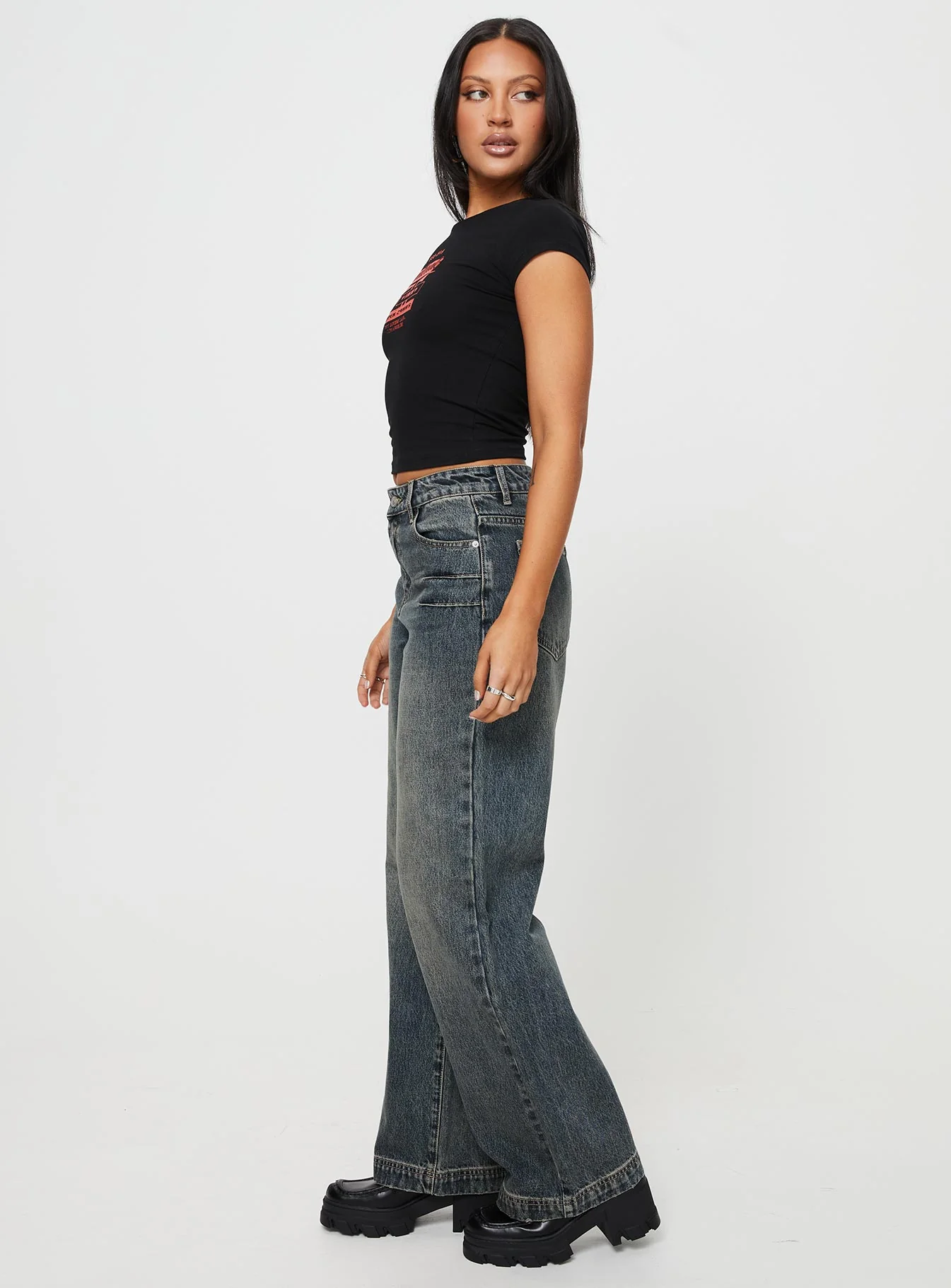 Betley High Rise Wide Leg Jeans Vintage Wash Denim - Image 7