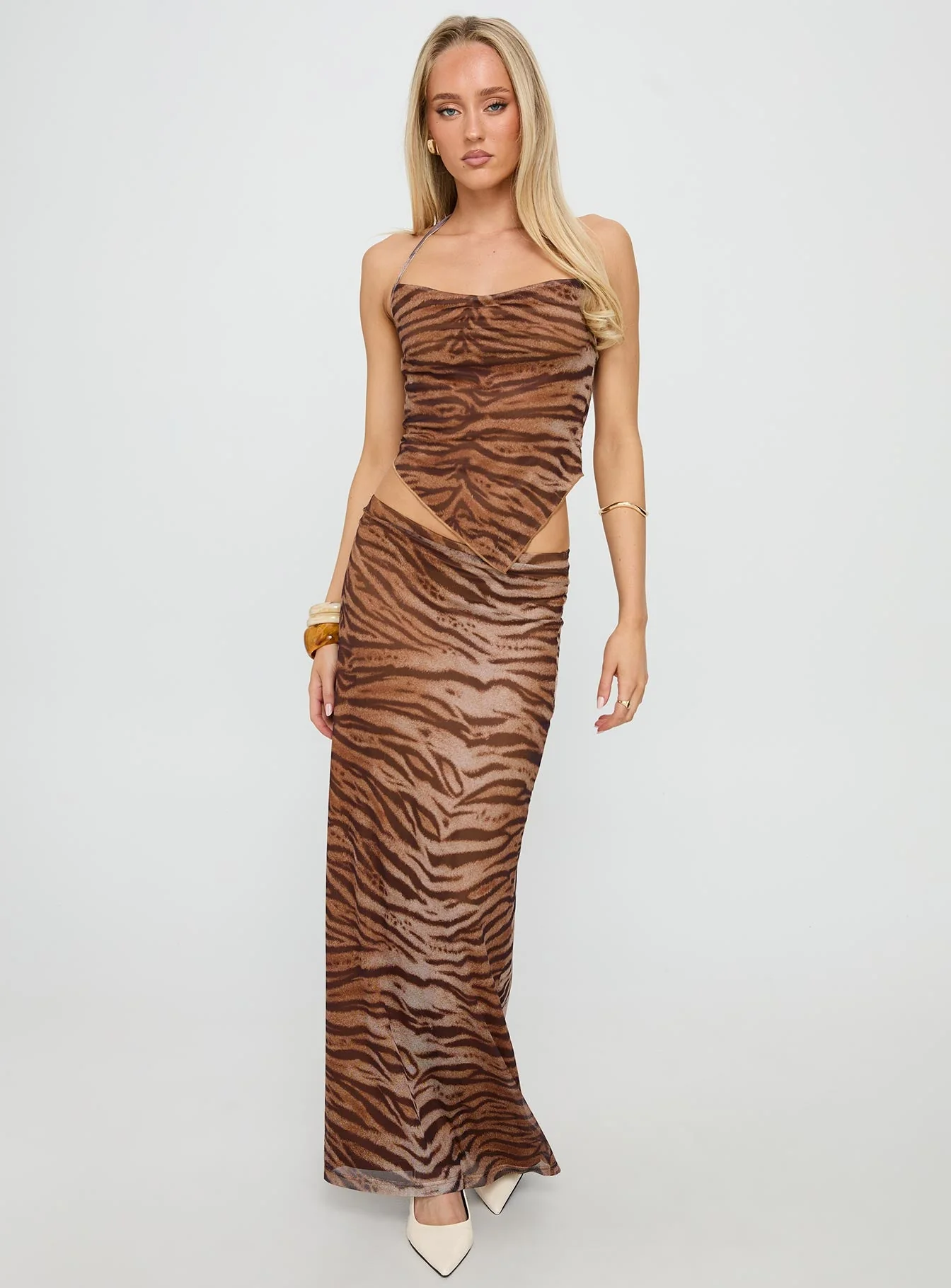 Better Now Cowl Neck Set Brown Tiger - Image 3