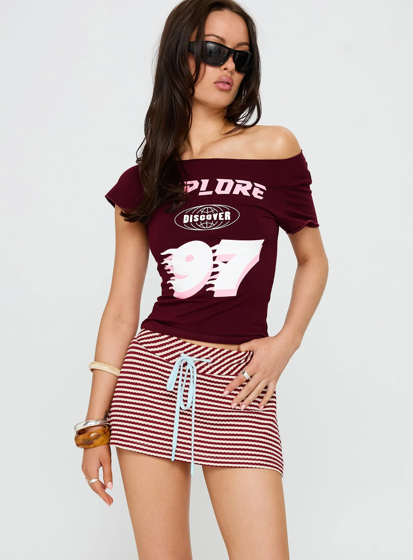 Bexi Textured Skort Red / White Stripe - Image 2