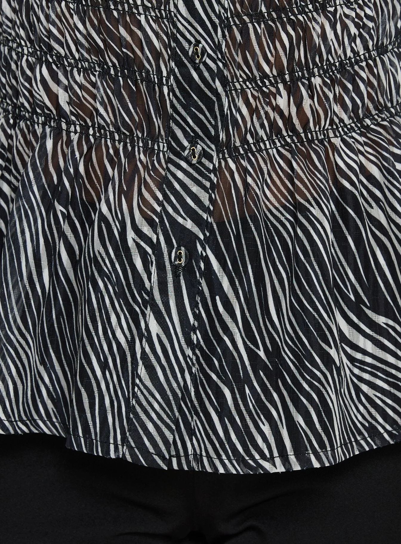 Bexlee Collared Chiffon Ruched Top Animal - Image 7