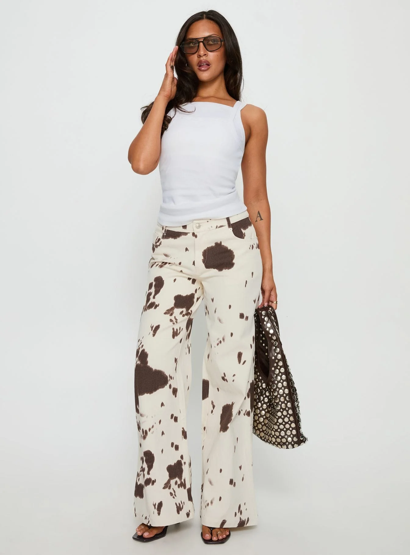 Big Dreamer Low Rise Straight Leg Jeans Cow Print - Image 3