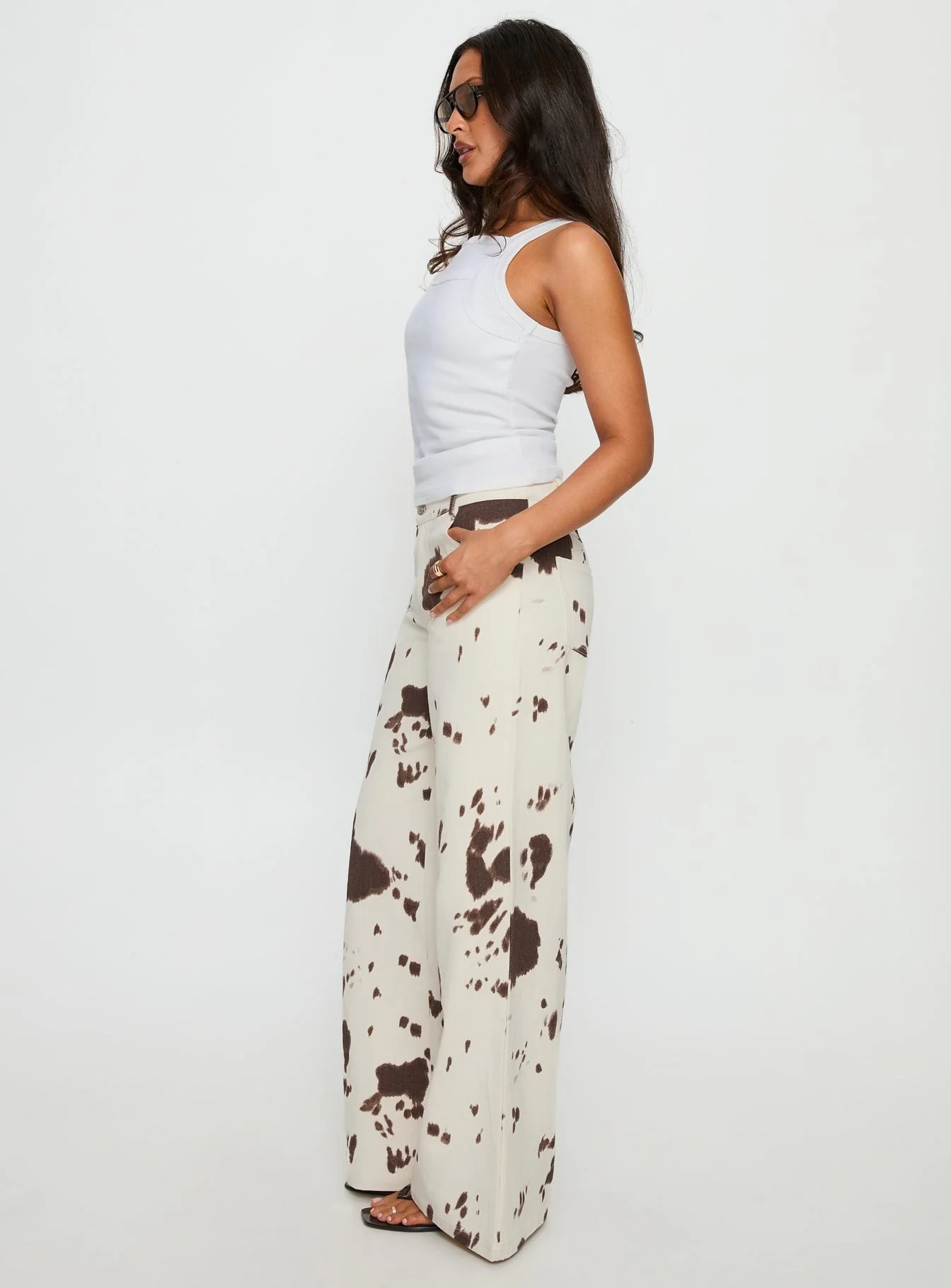 Big Dreamer Low Rise Straight Leg Jeans Cow Print - Image 4