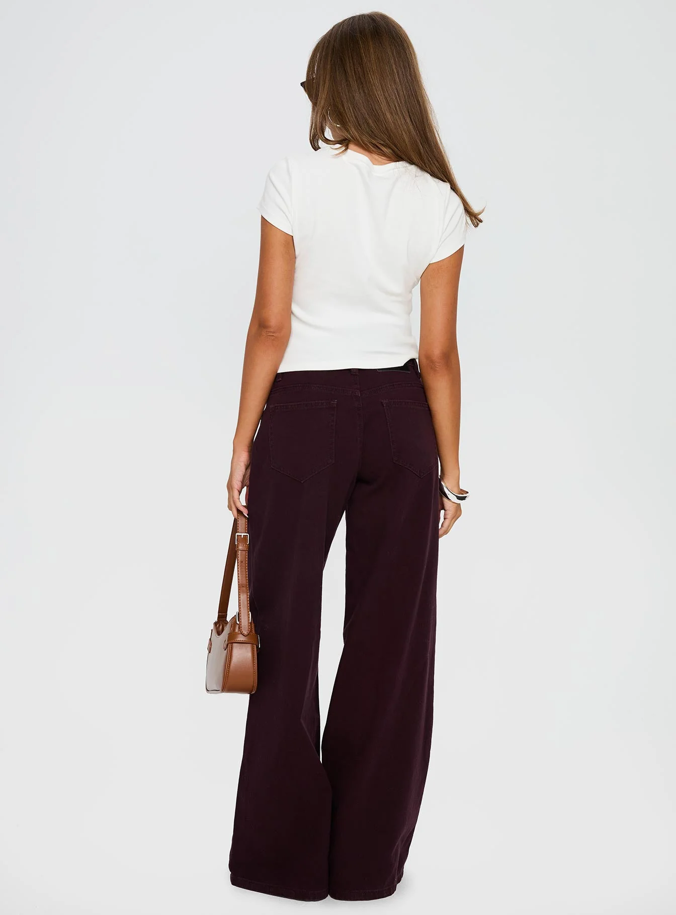 Big News Mid Rise Wide Leg Jeans Currant - Image 5