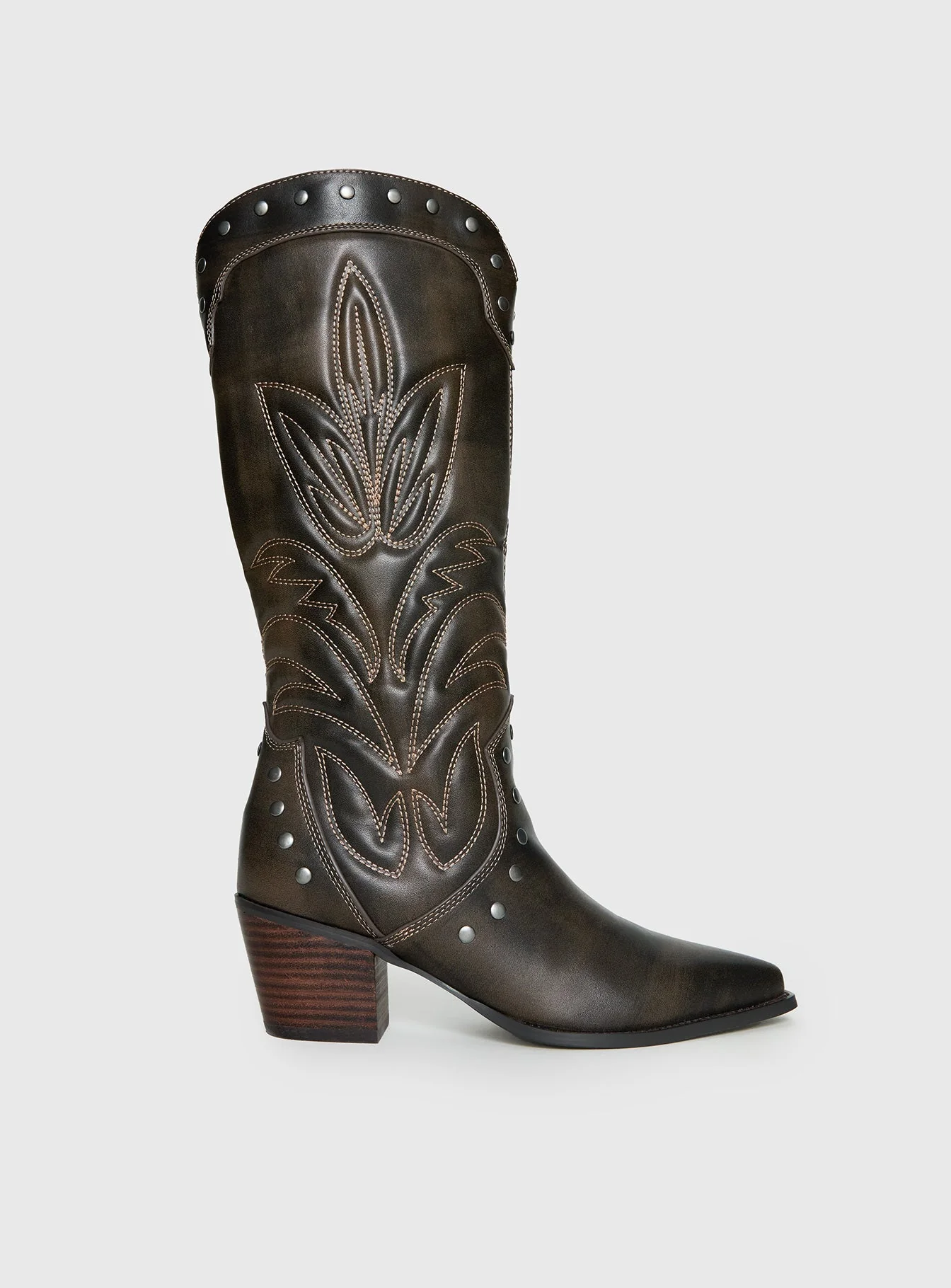 Billini Damica Cowboy Boots Washed Brown - Image 2
