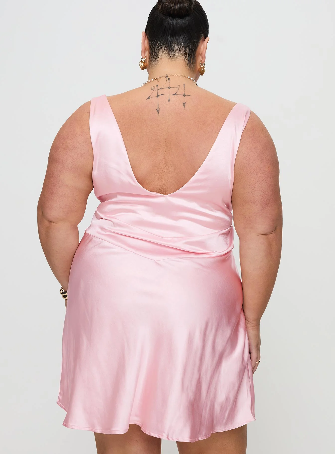 Birdette Plunge Mini Dress Pink - Image 8