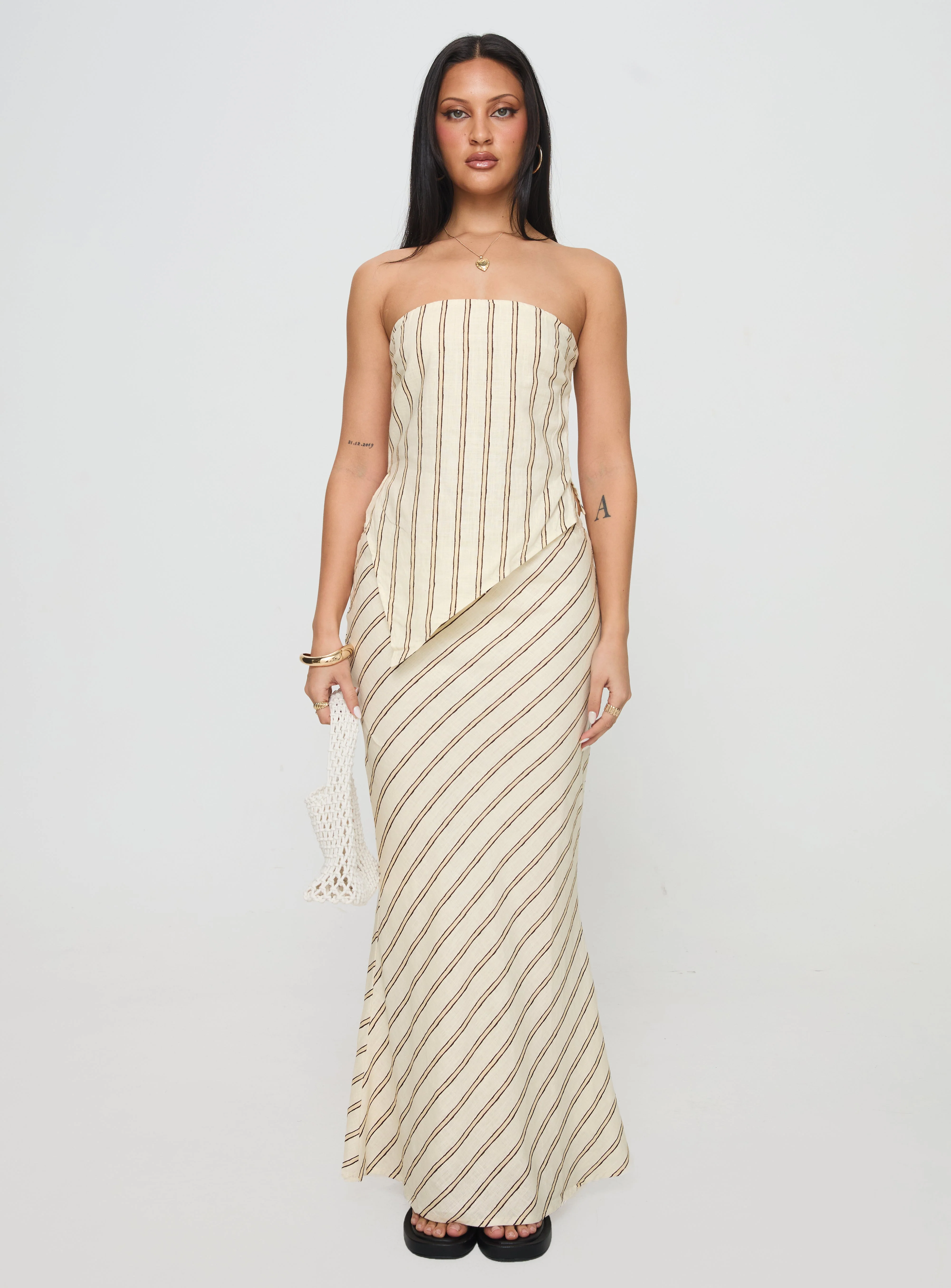 Birdie Asymmetric Linen Blend Top Cream - Image 7