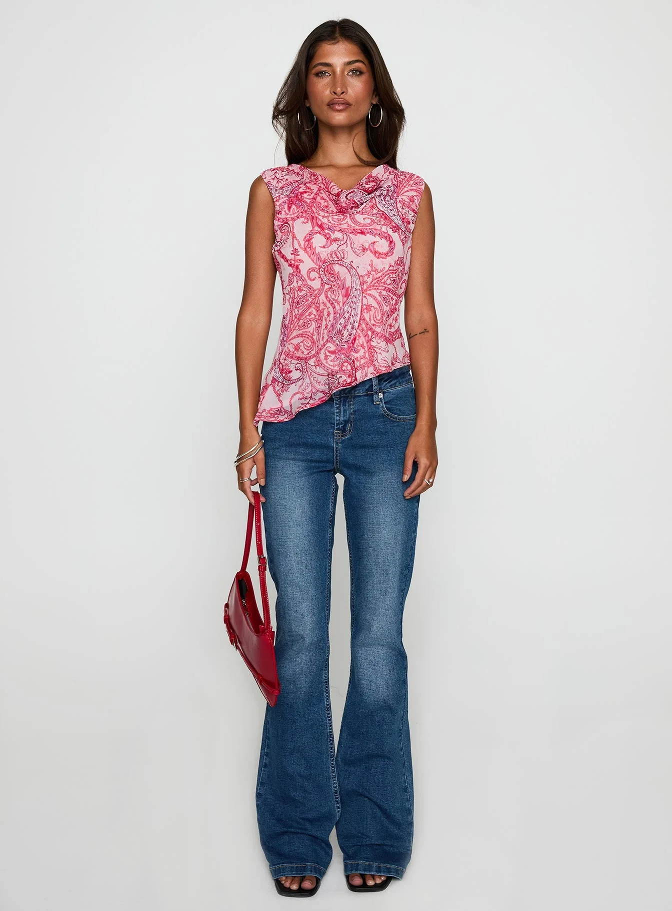 Blame The Rain Cowl Neck Top Pink Paisley - Image 7