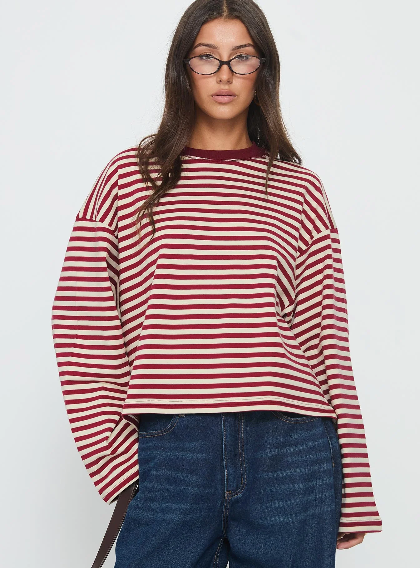 Bloom Long Sleeve Top Wine Stripe - Image 2