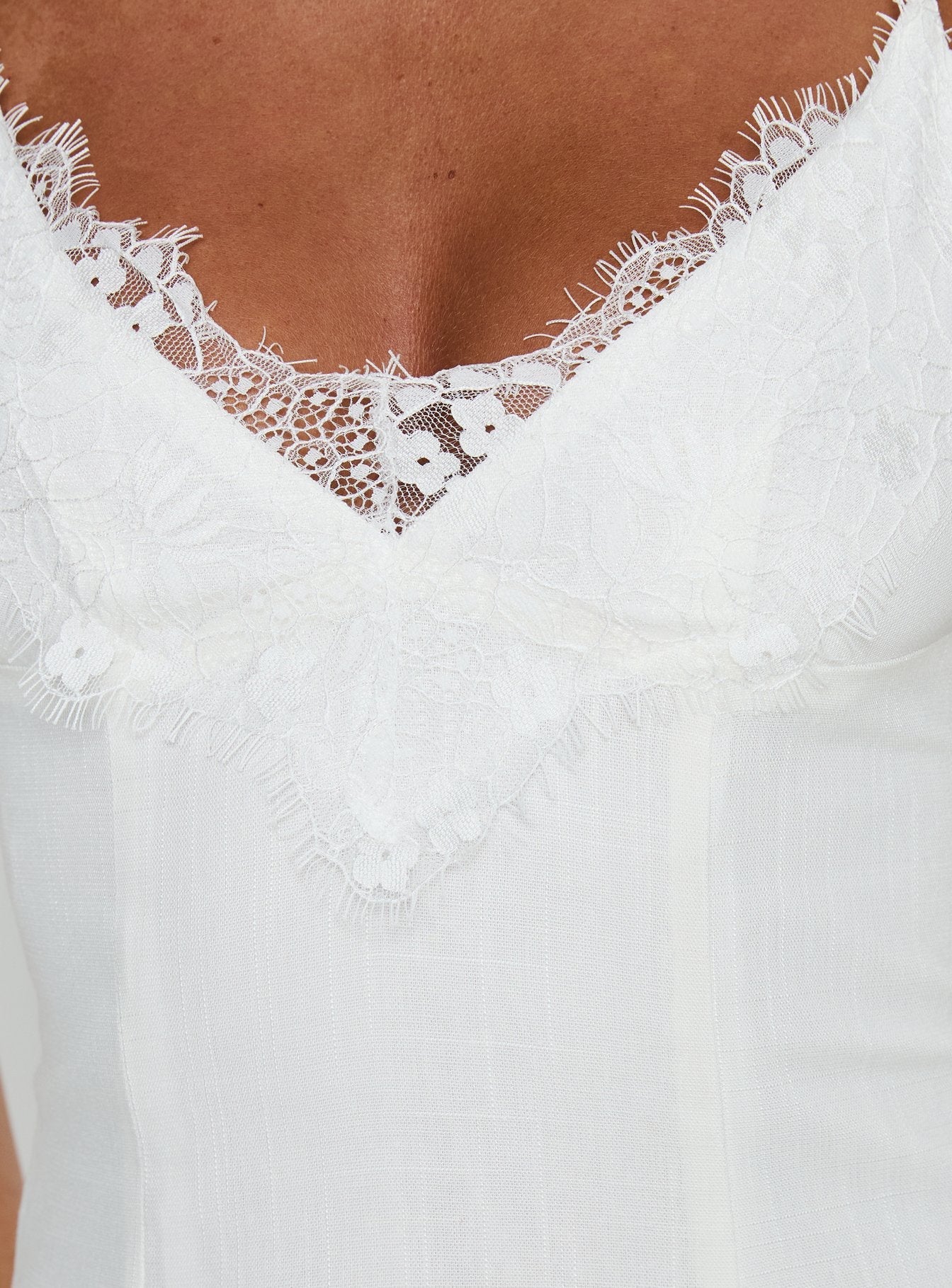 Bloomie Lace Godet Mini Dress White - Image 6