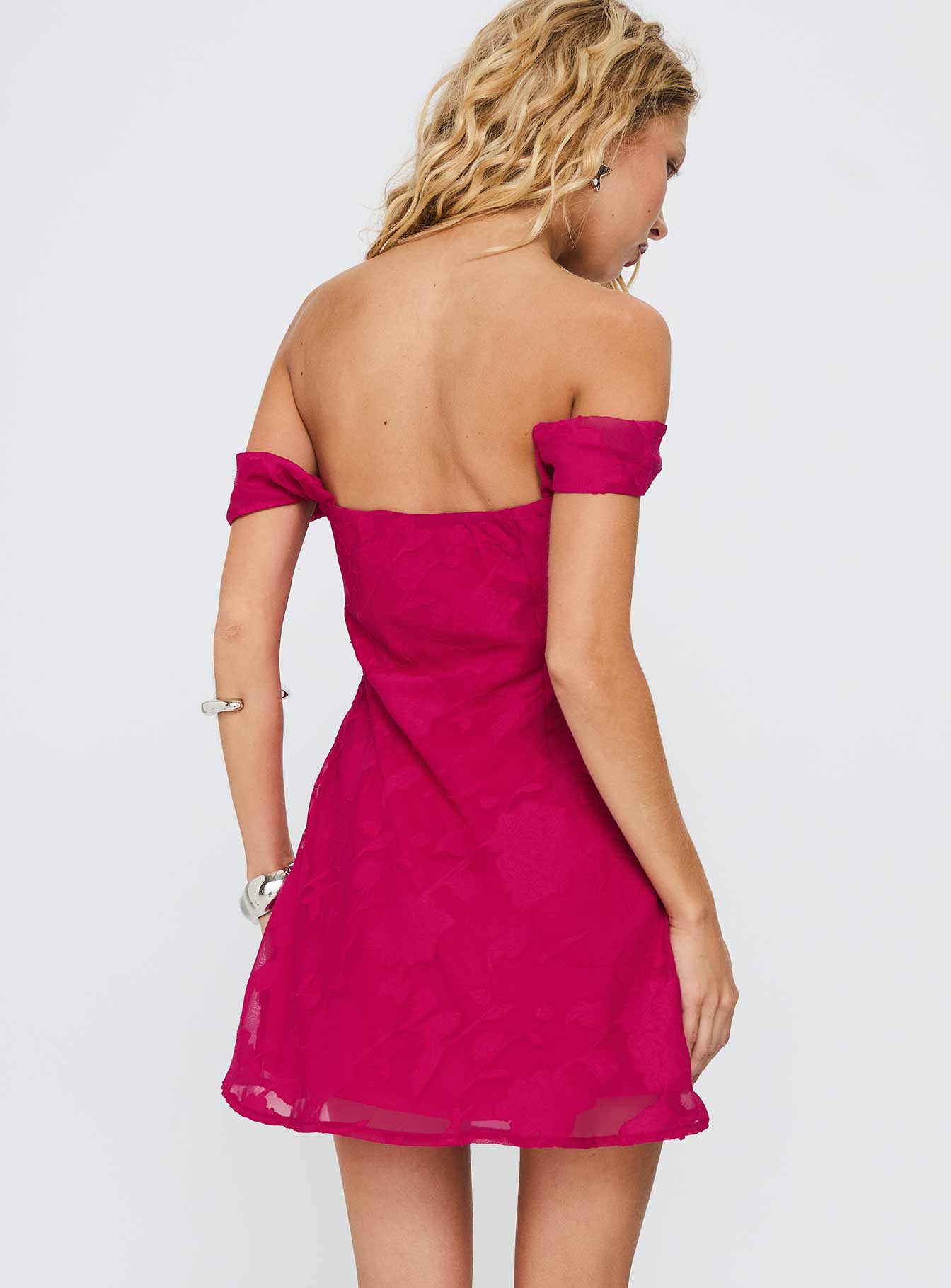 Bold Ambition Off The Shoulder Mini Dress Hot Pink - Image 5