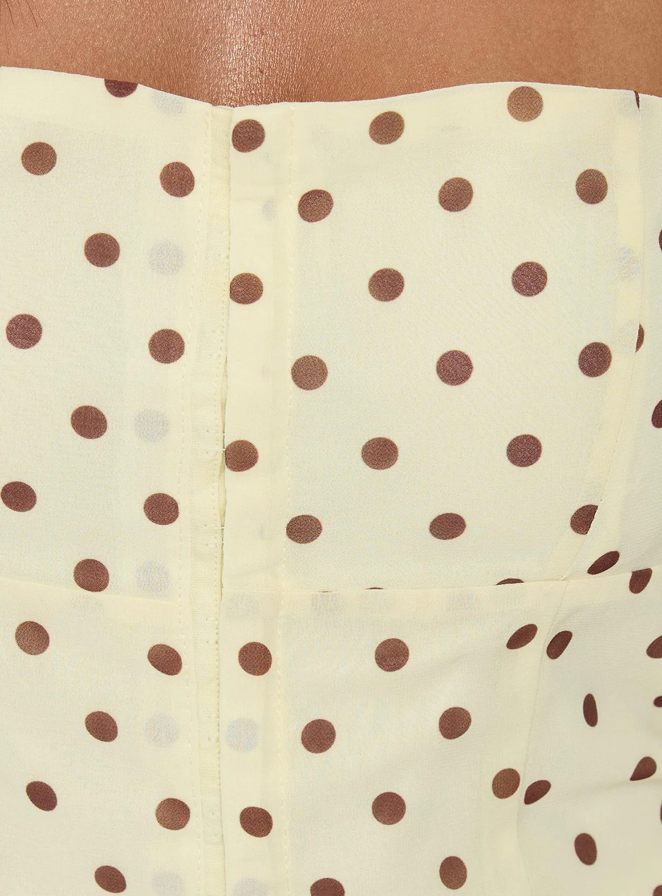 Bon Bon Tie Neck Top Yellow / Brown Polka - Image 5