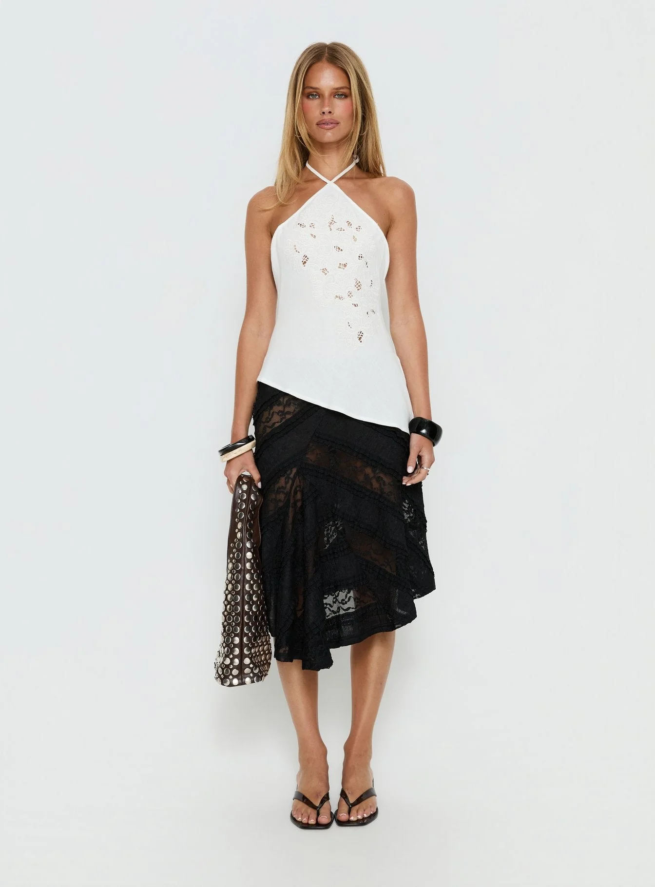 Bonanza Asymmetrical Halter Top White - Image 7