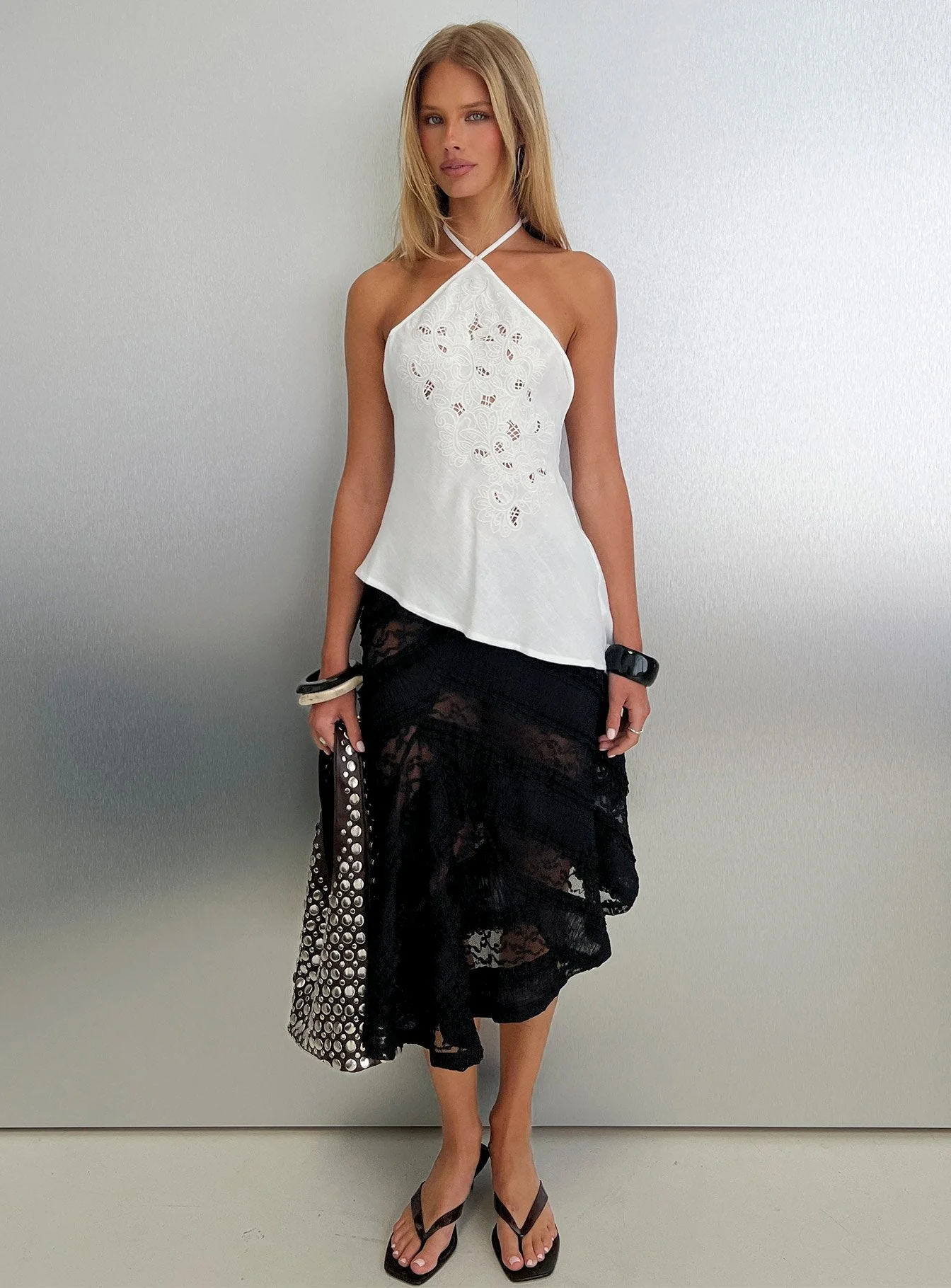 Bonanza Asymmetrical Halter Top White - Image 8