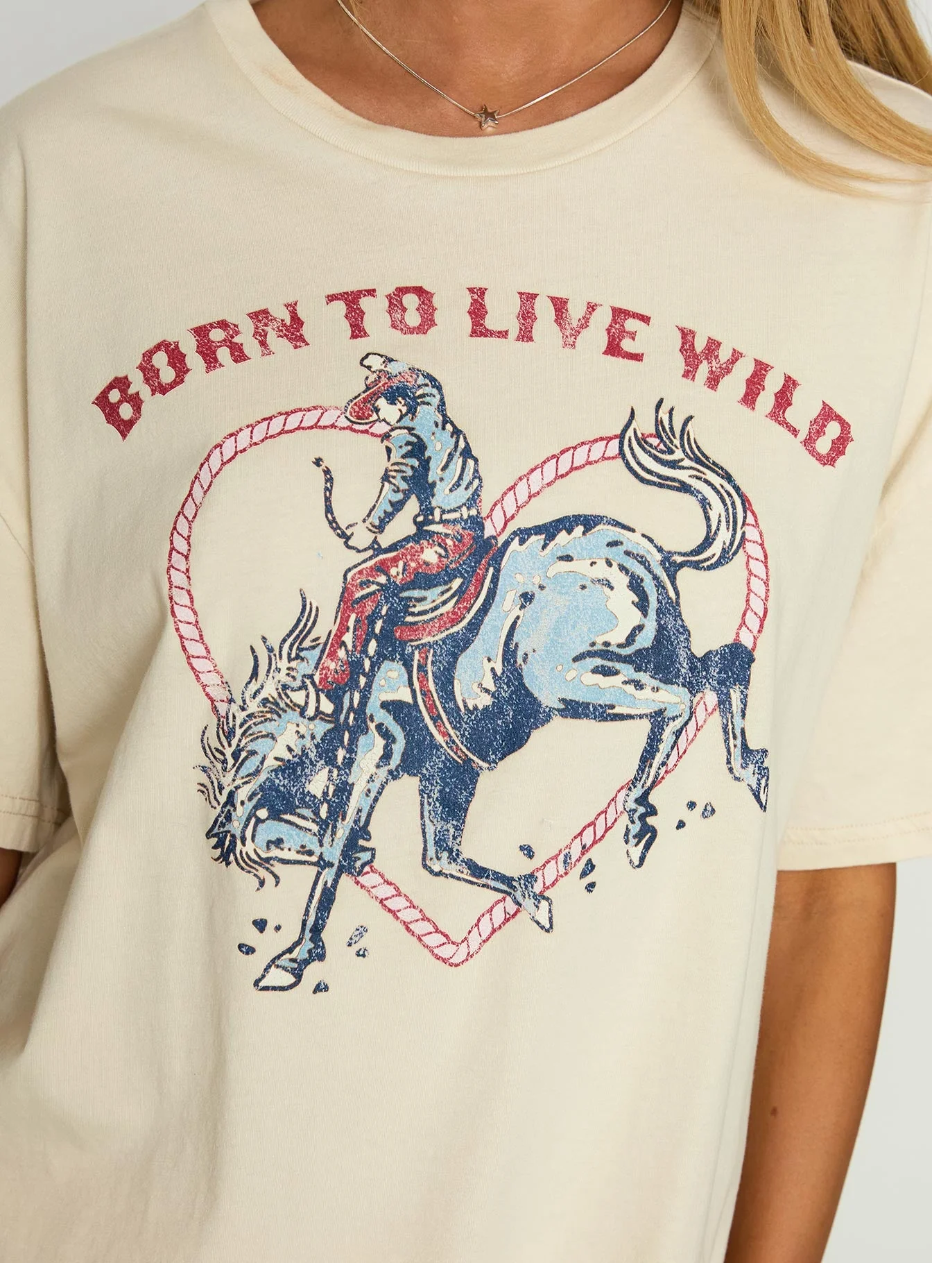Born To Live Wild Graphic Top White - Image 5