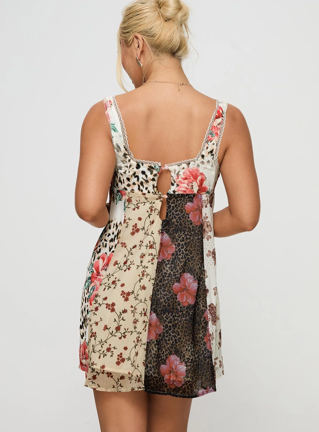 Botanicals Patchwork Mini Dress Multi - Image 5