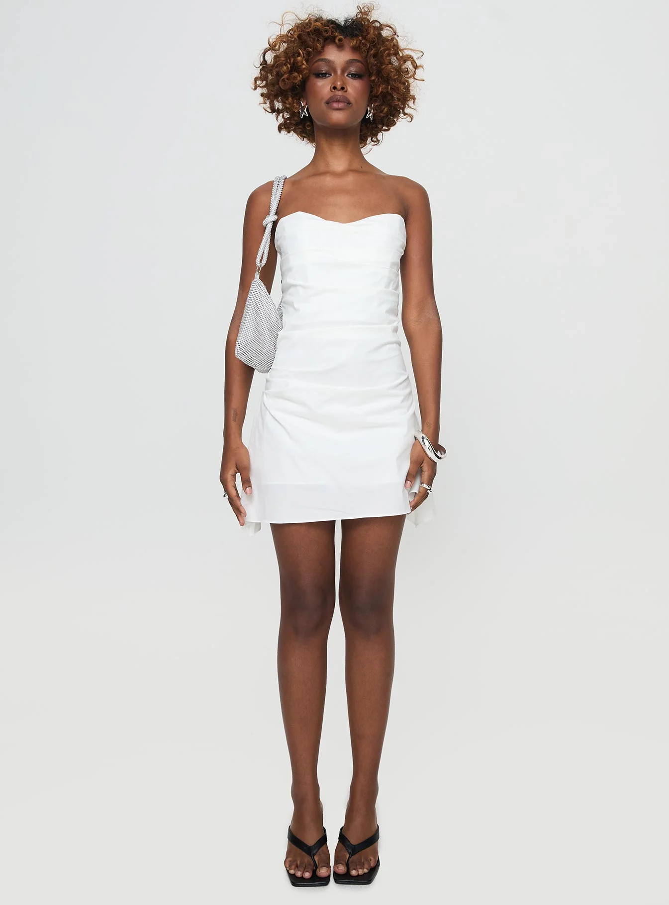 Bradwell Strapless Mini Dress White - Image 7