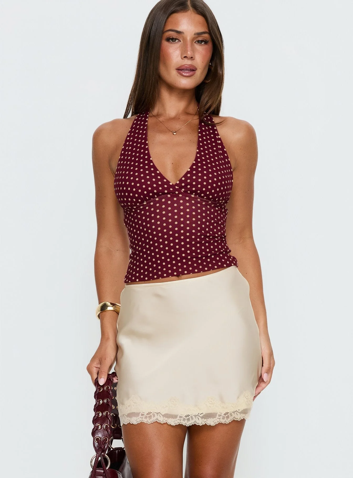 Brandey Lace Mini Skirt Cream - Image 2