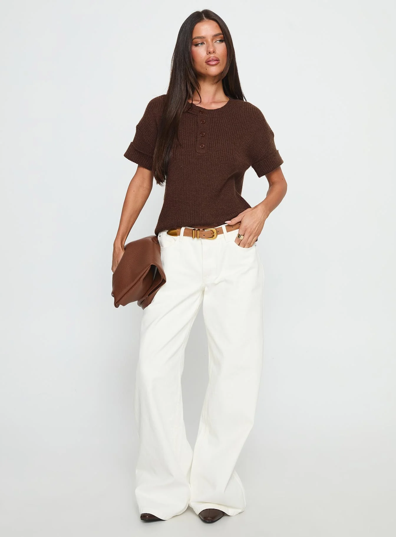 Brandii Button Up Top Chocolate - Image 3