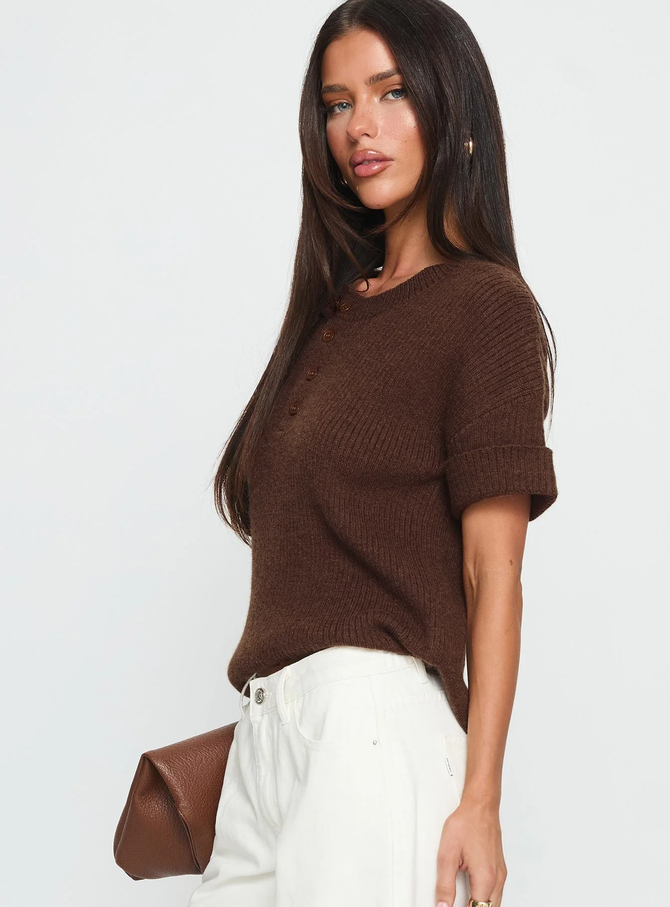 Brandii Button Up Top Chocolate - Image 4