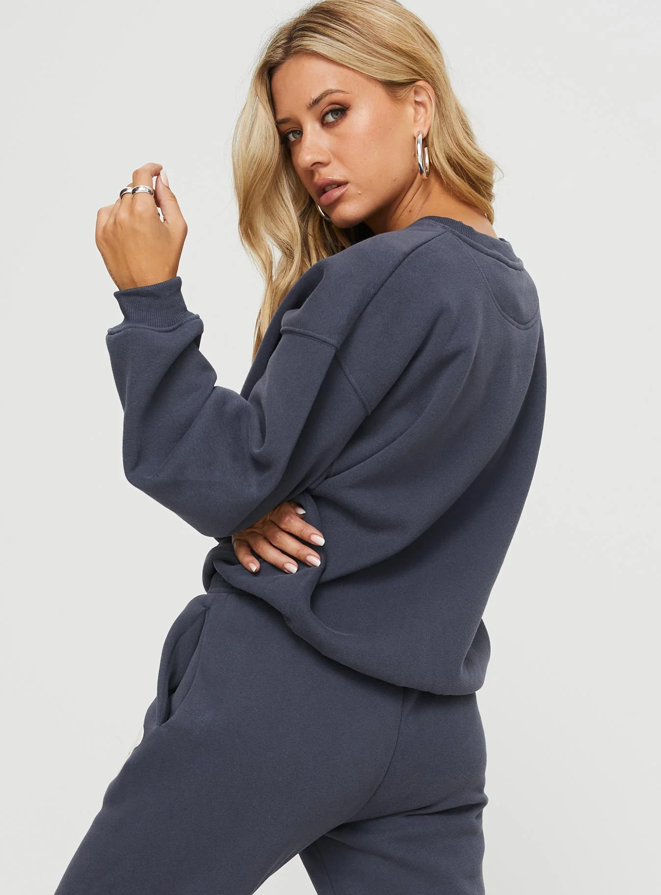 Princess Polly Crew Neck Sweatshirt Bubble Text Slate / Eggshell - Image 10
