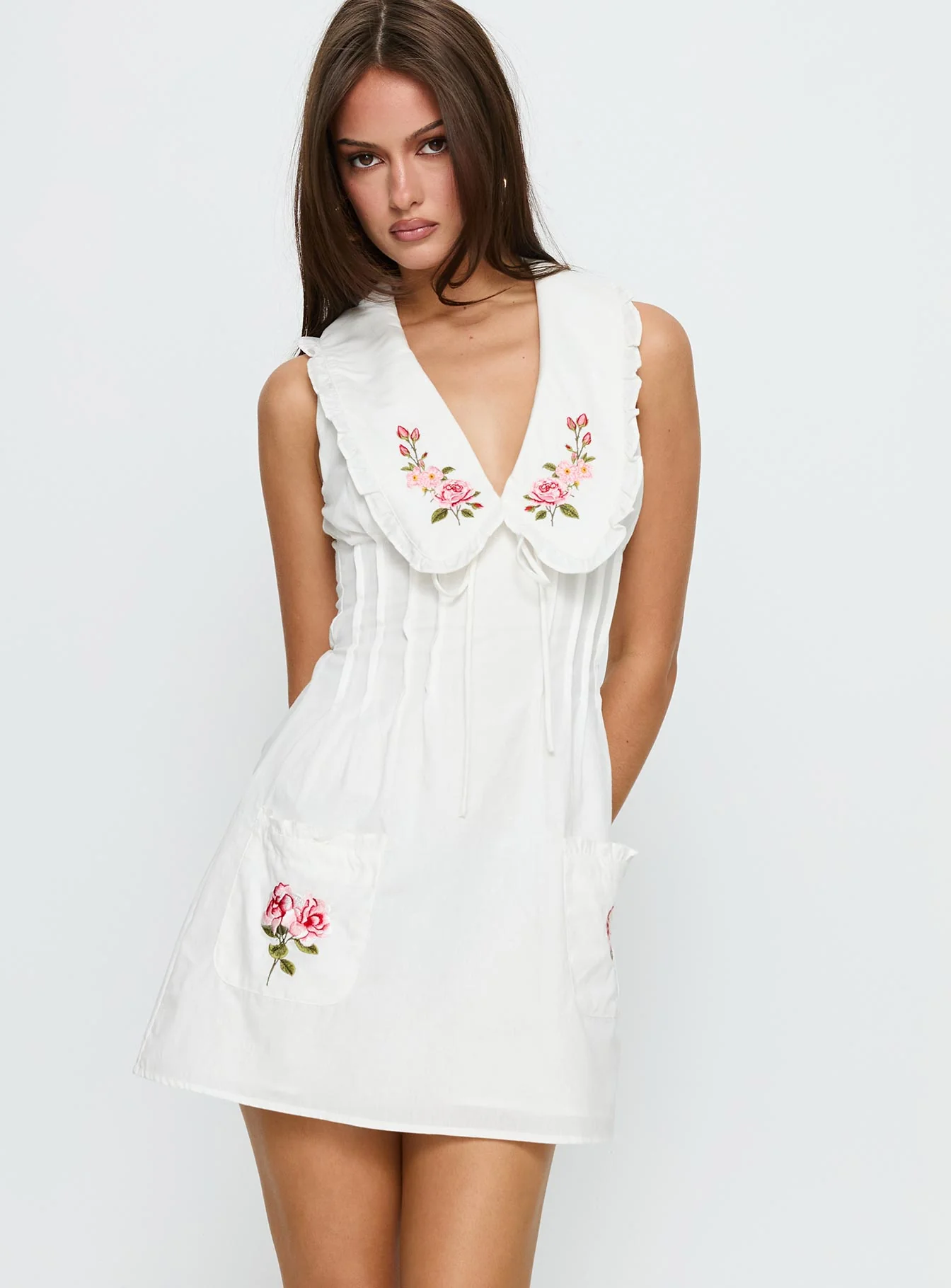 Breanda Collared Mini Dress White - Image 2