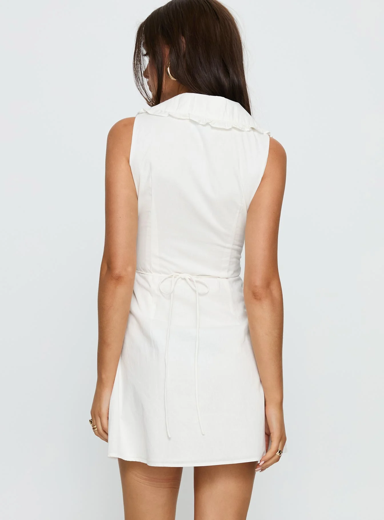 Breanda Collared Mini Dress White - Image 5