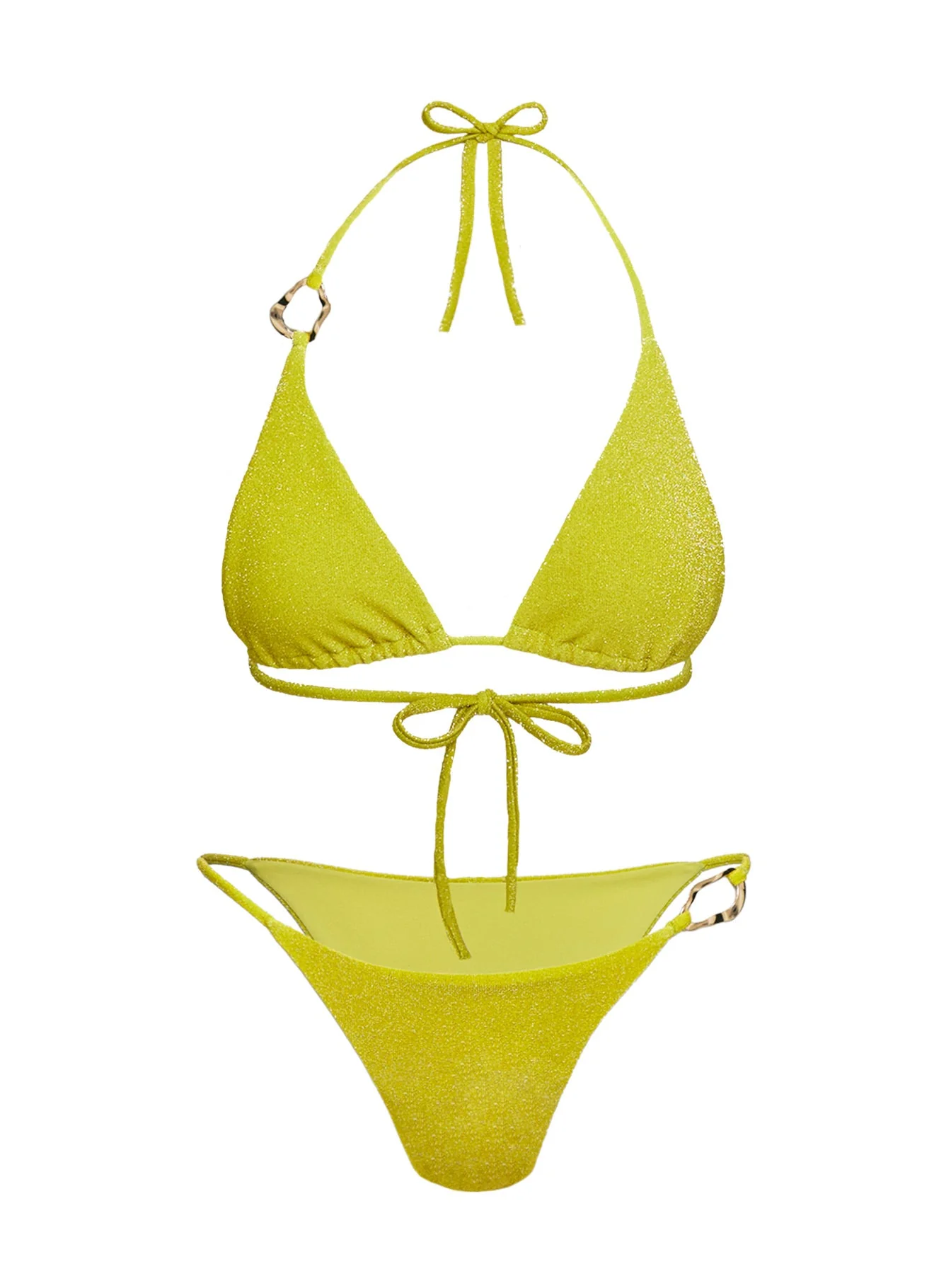 Breeze Glitter Triangle Bikini Top Green - Image 5