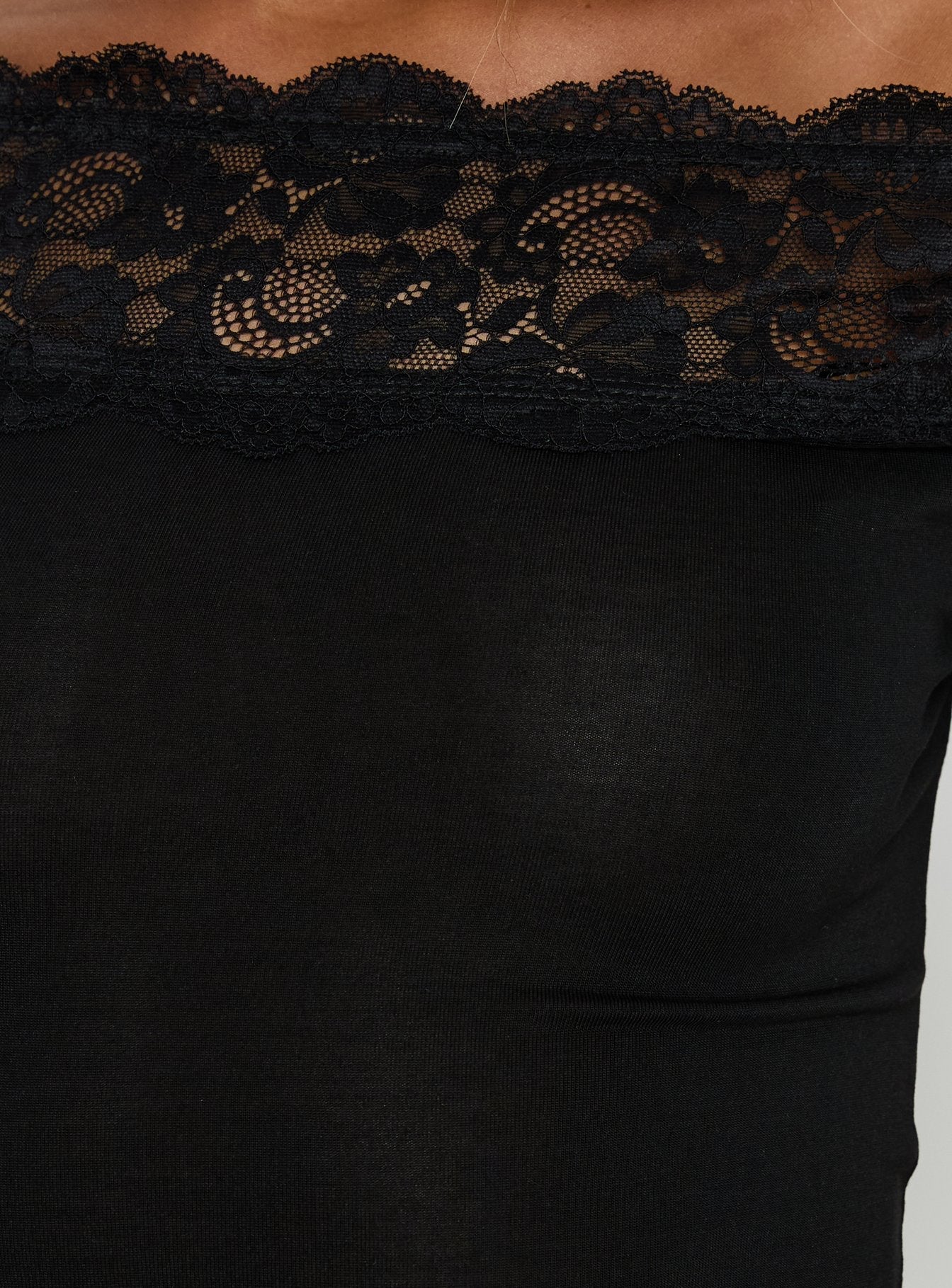 Breiann Lace Off Shoulder Short Sleeve Top Black - Image 6