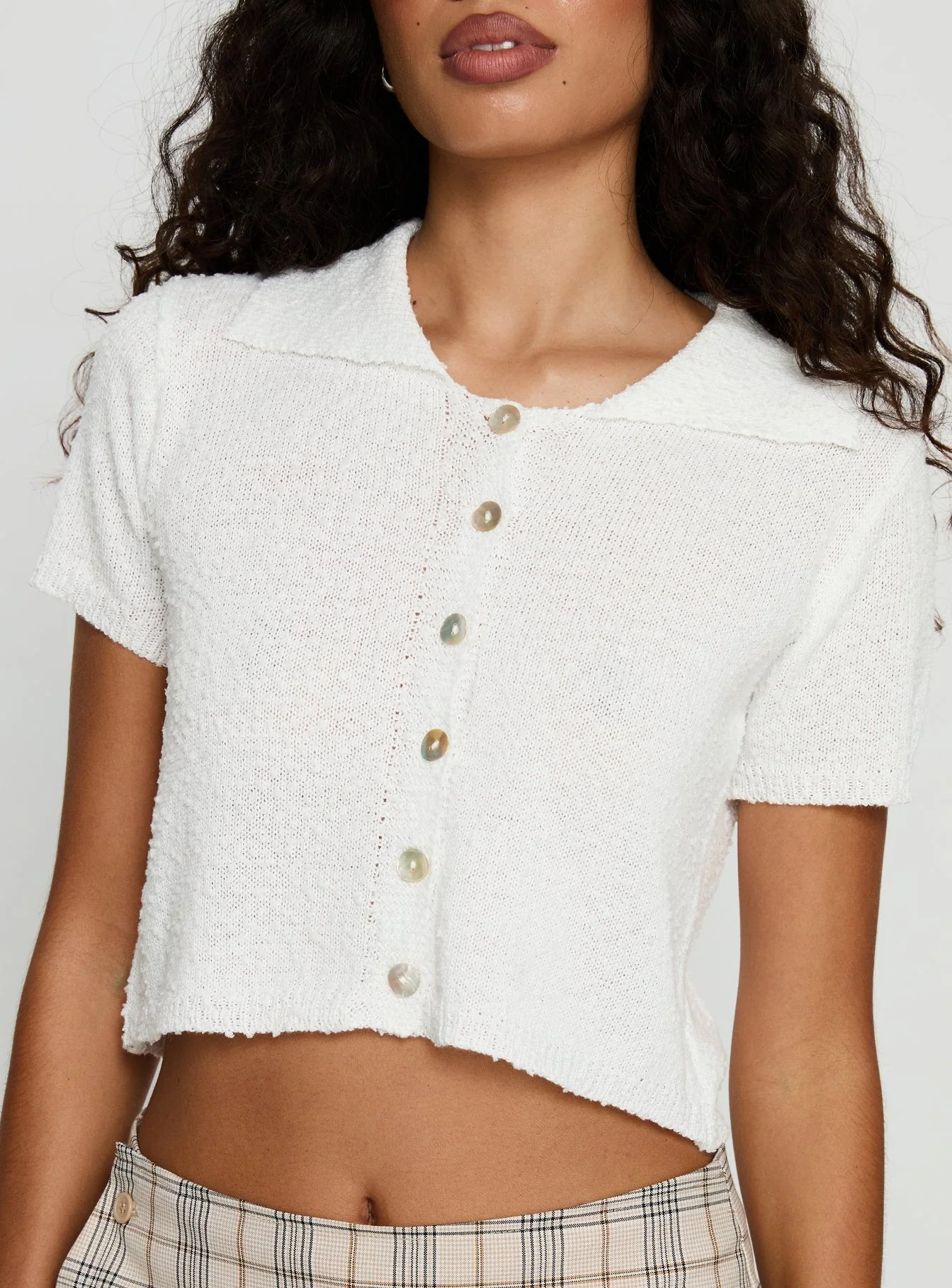 Brenee Button Up Collared Top White - Image 6