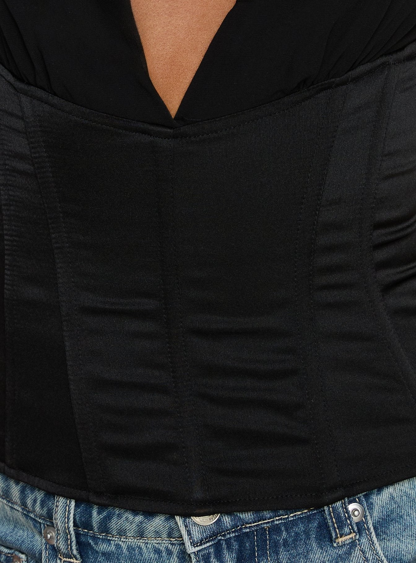 Briannah Contrast Corset Top Black - Image 8
