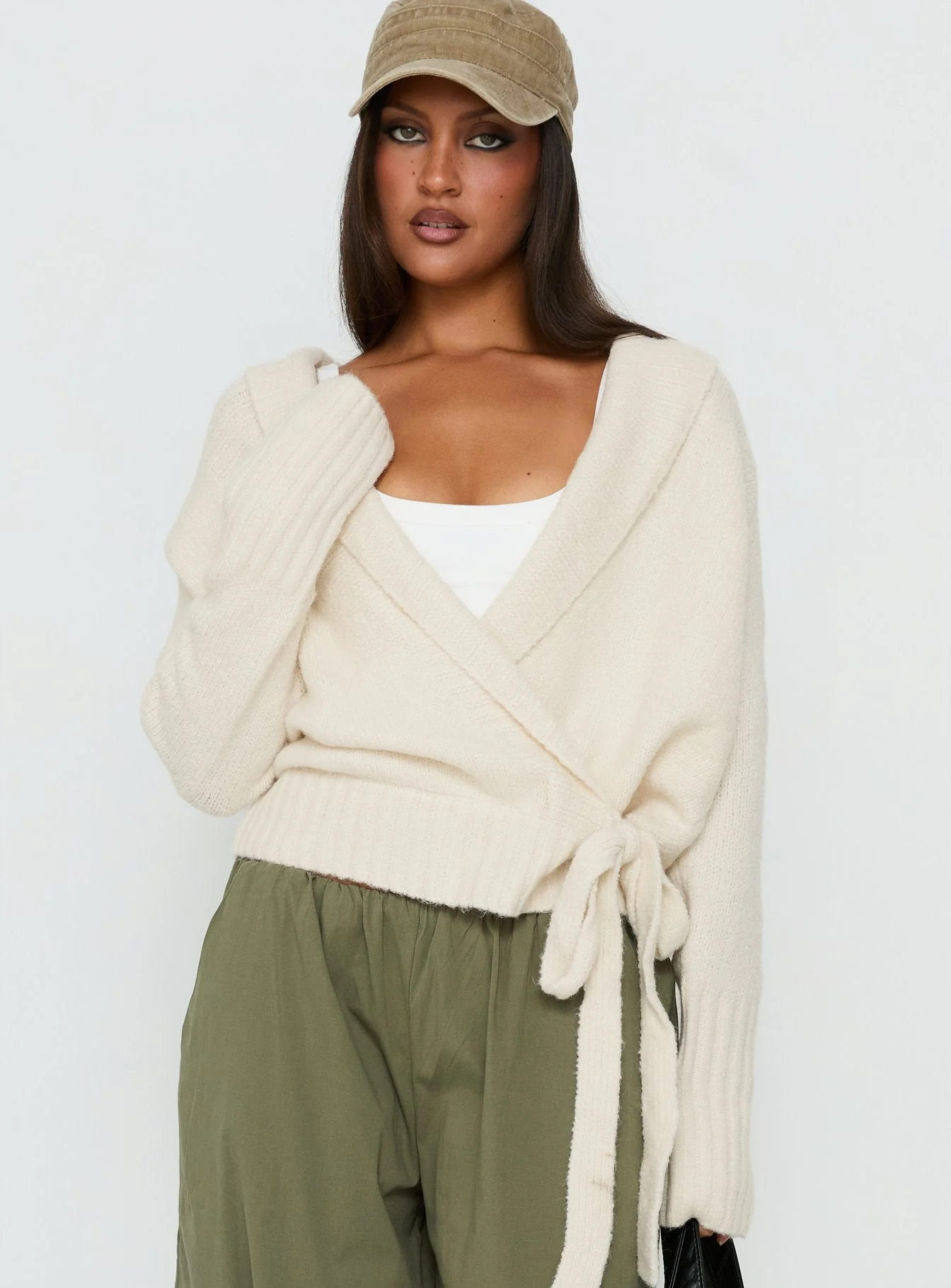 Briee Wrap Cardigan Cream - Image 2