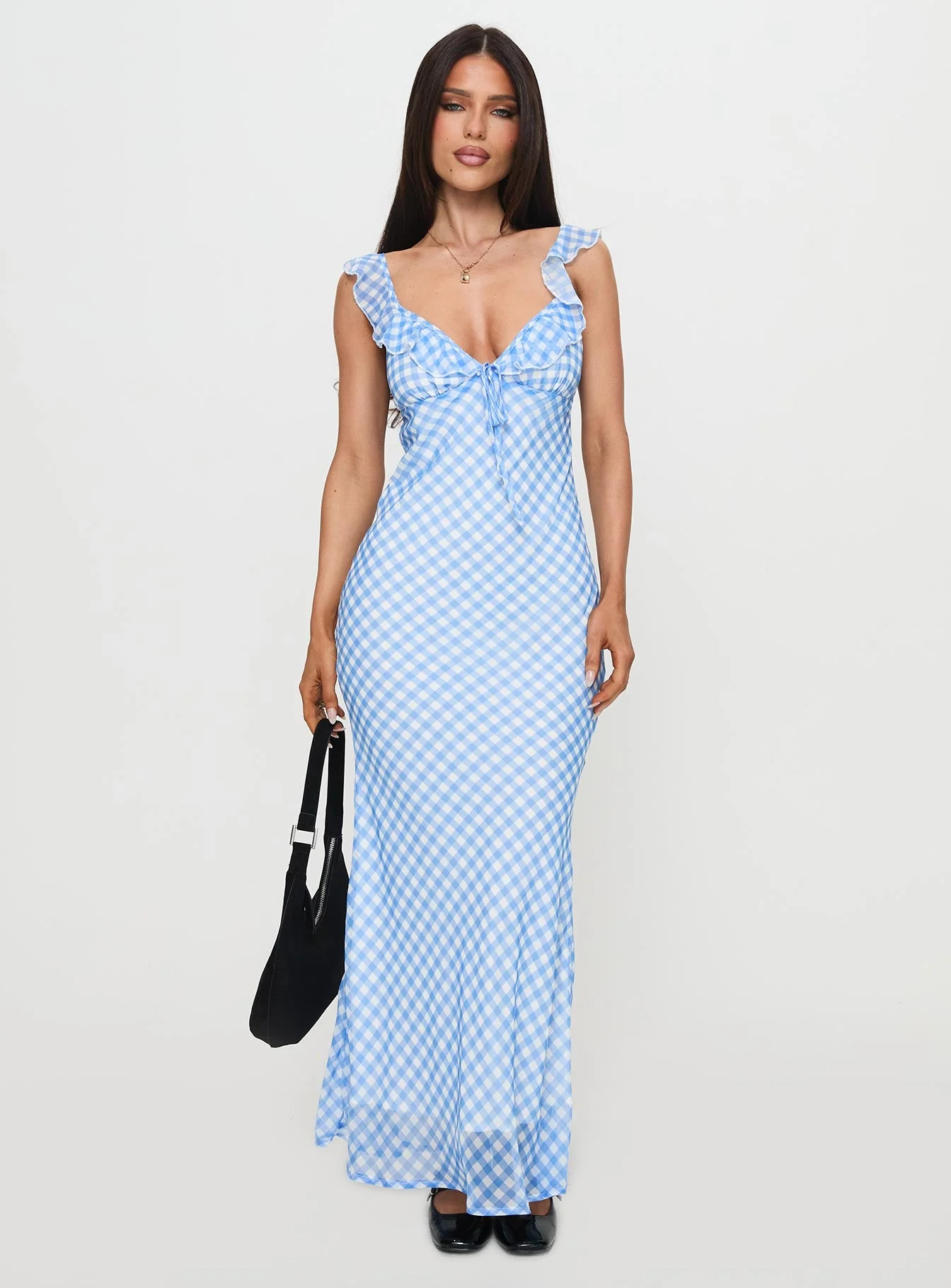 Brigette Maxi Dress Blue Gingham - Image 2