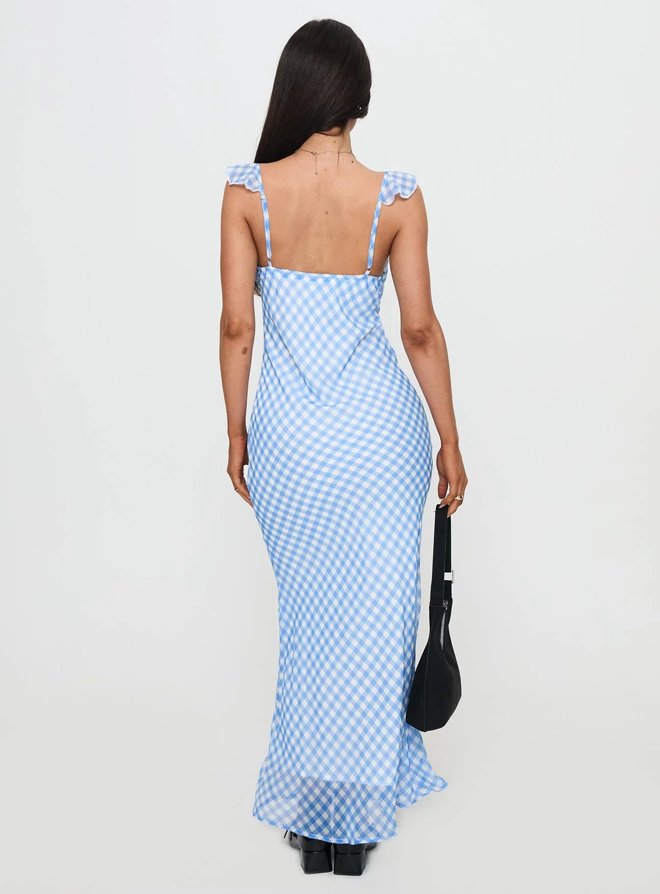 Brigette Maxi Dress Blue Gingham - Image 4