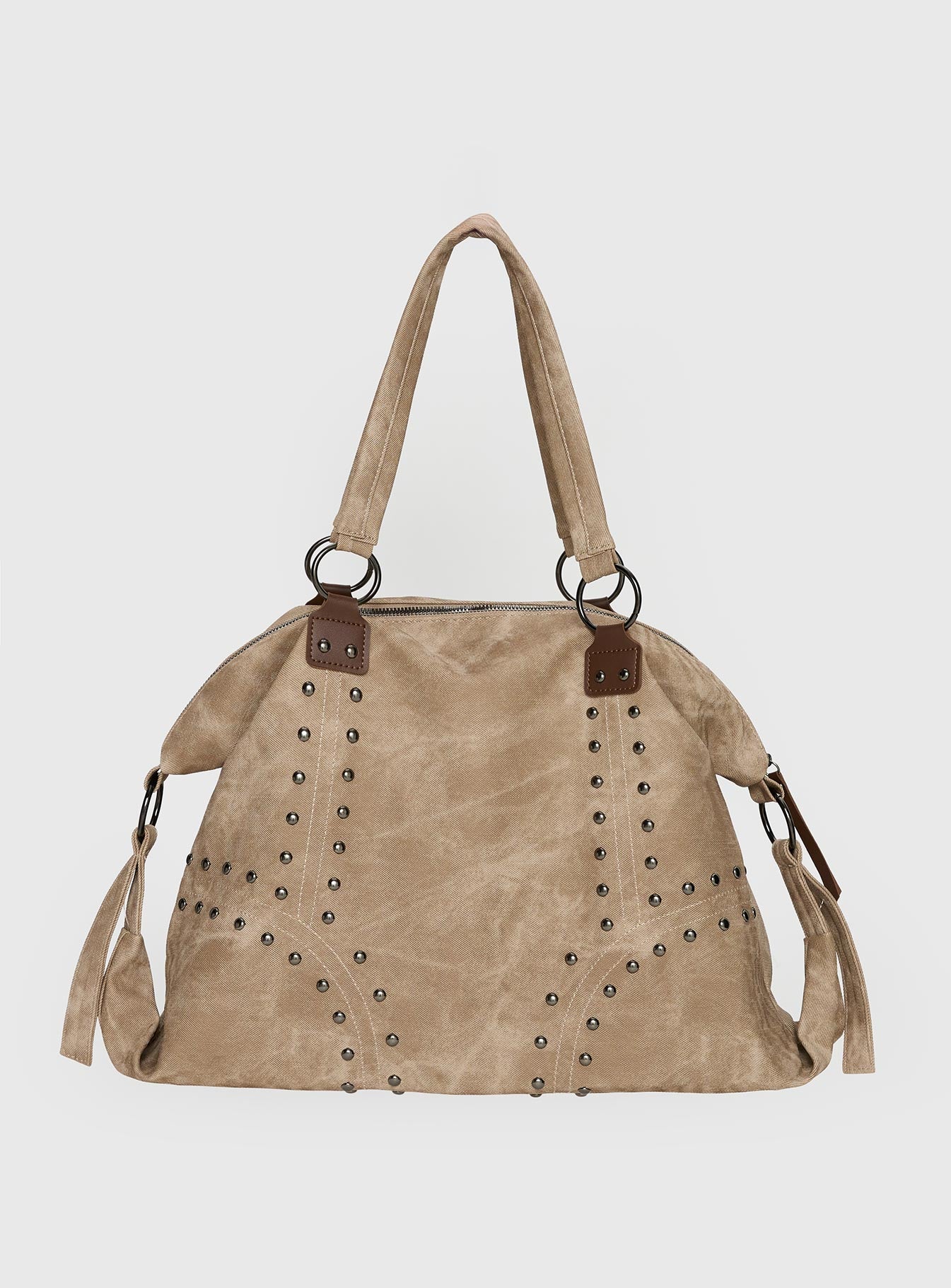 Brittin Stud Detail Shoulder Bag Beige - Image 2