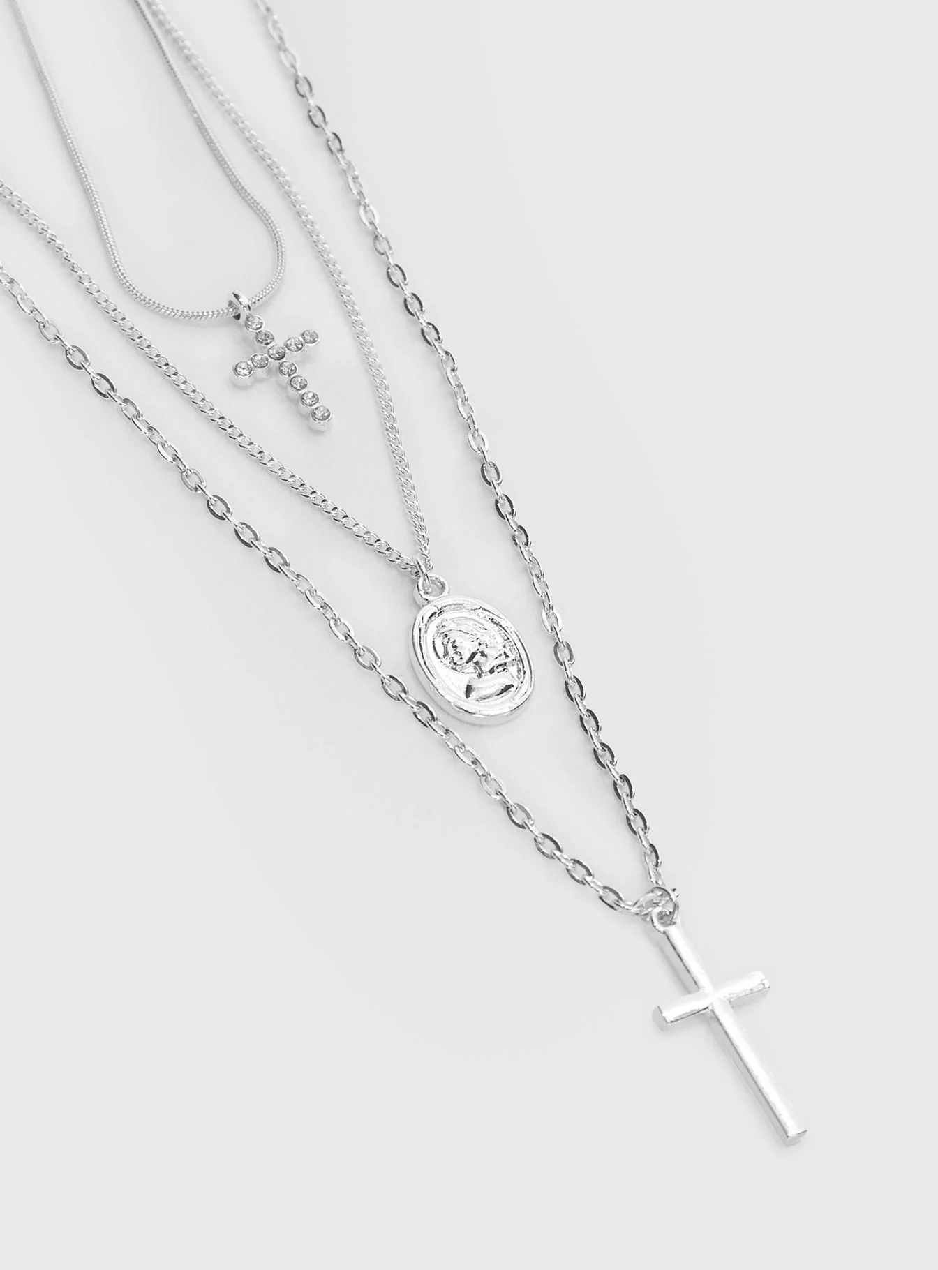 Broken Clocks Layered Necklace Silver - Image 3