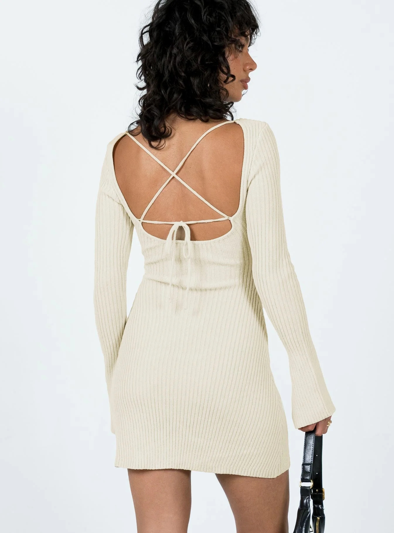 Brownhall Long Sleeve Mini Dress Beige - Image 5